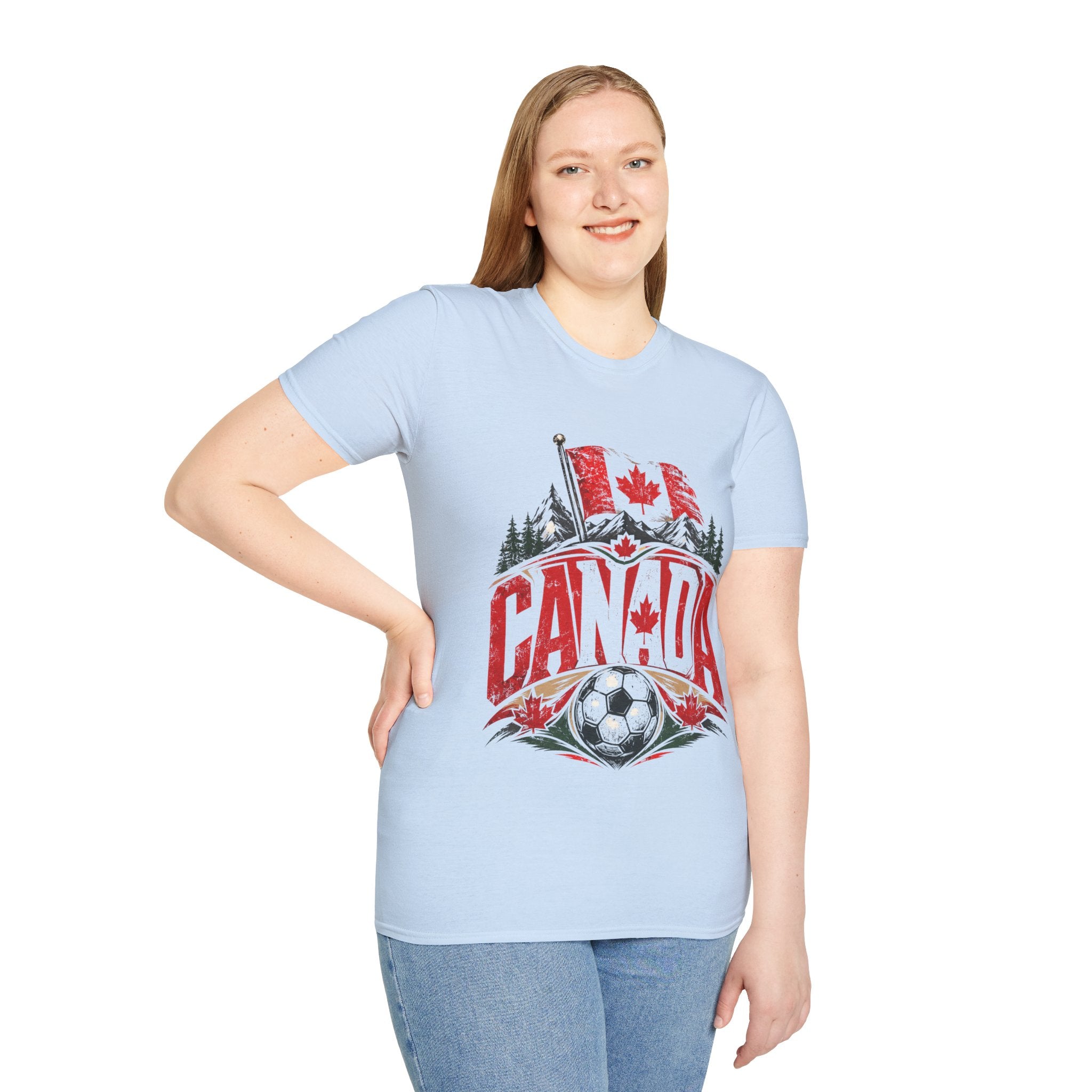 Canada Soccer T‑Shirt — Canadian Flag & Maple Leaf Crest