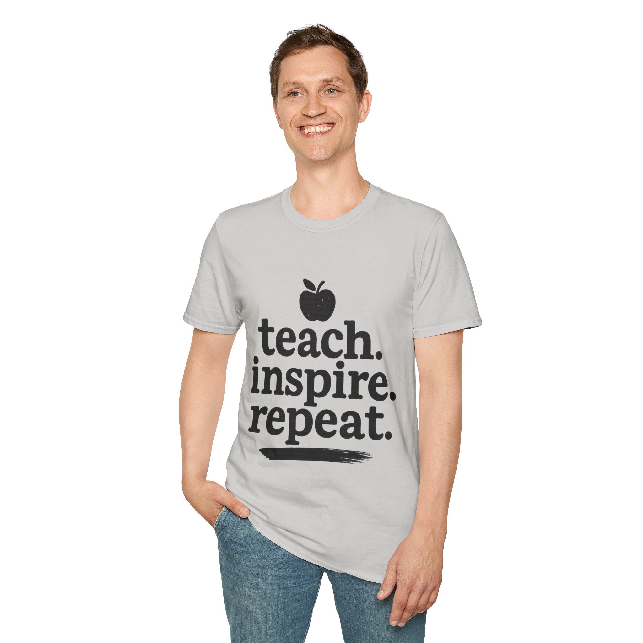 Teach. Inspire. Repeat. T‑Shirt — Teacher Apple Graphic Tee - Trending Now - August 2026 Trends - Everyday T-Shirt