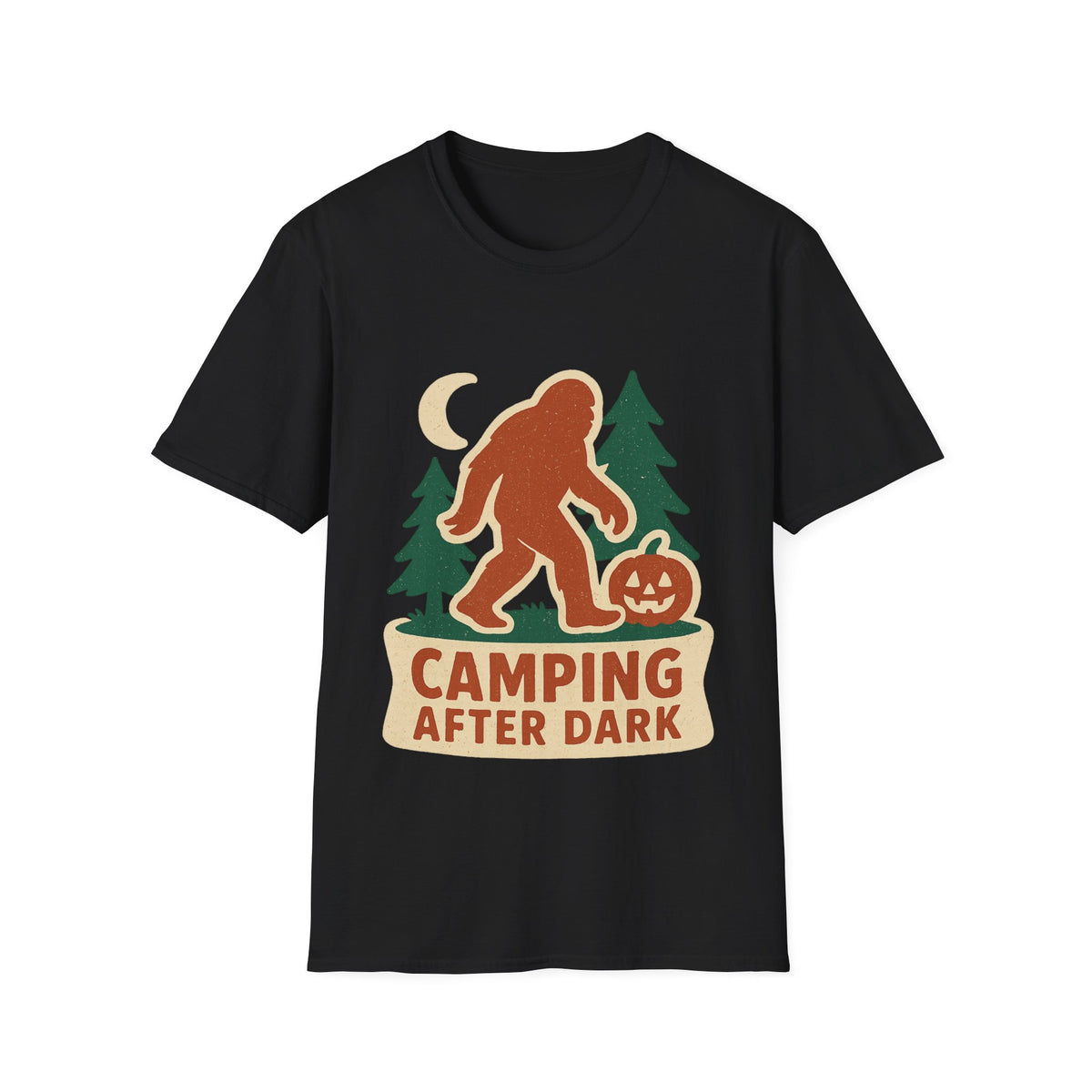 Camping After Dark T‑Shirt — Retro Bigfoot Camp Graphic Tee - Trending Now - August 2026