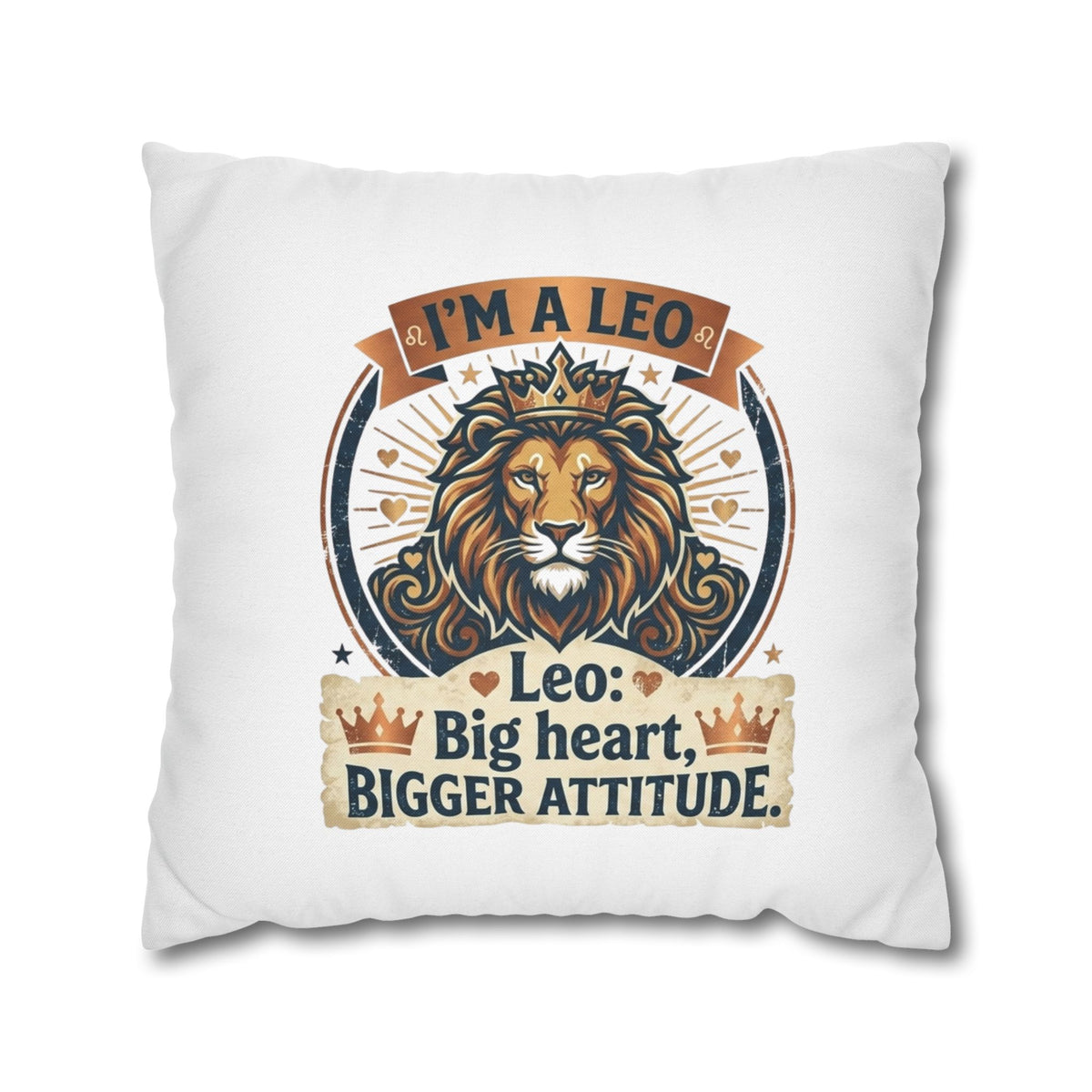 Leo Zodiac Big Heart Big Attitude Spun Polyester Square Pillowcase
