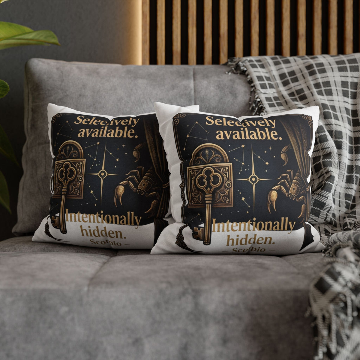 Scorpio Decorative Pillow pillowcase - "Selectively Available. Intentionally Hidden." Astrological Accent Pillow