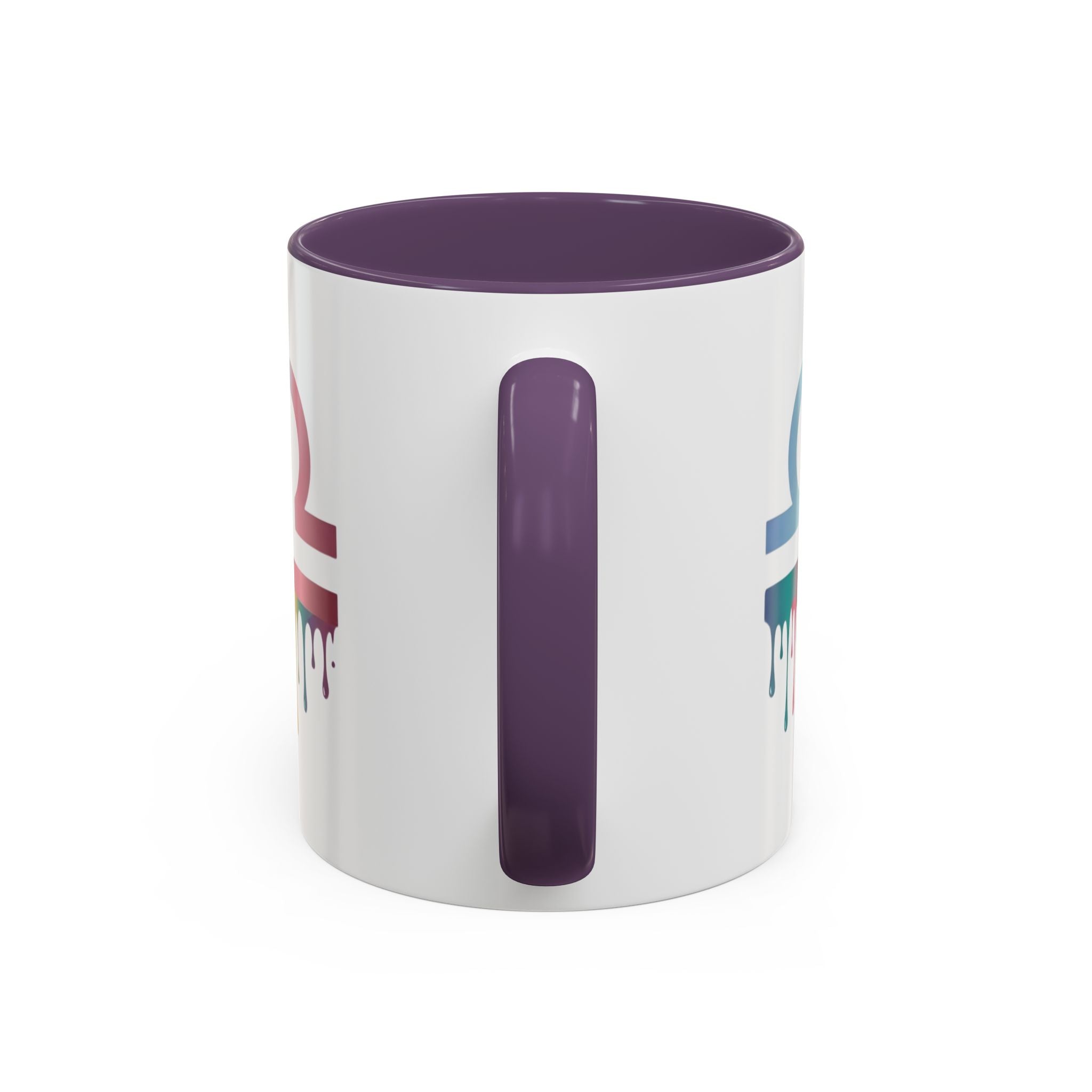 Libra Drip Accent Coffee Mug — Zodiac Symbol Rainbow Design