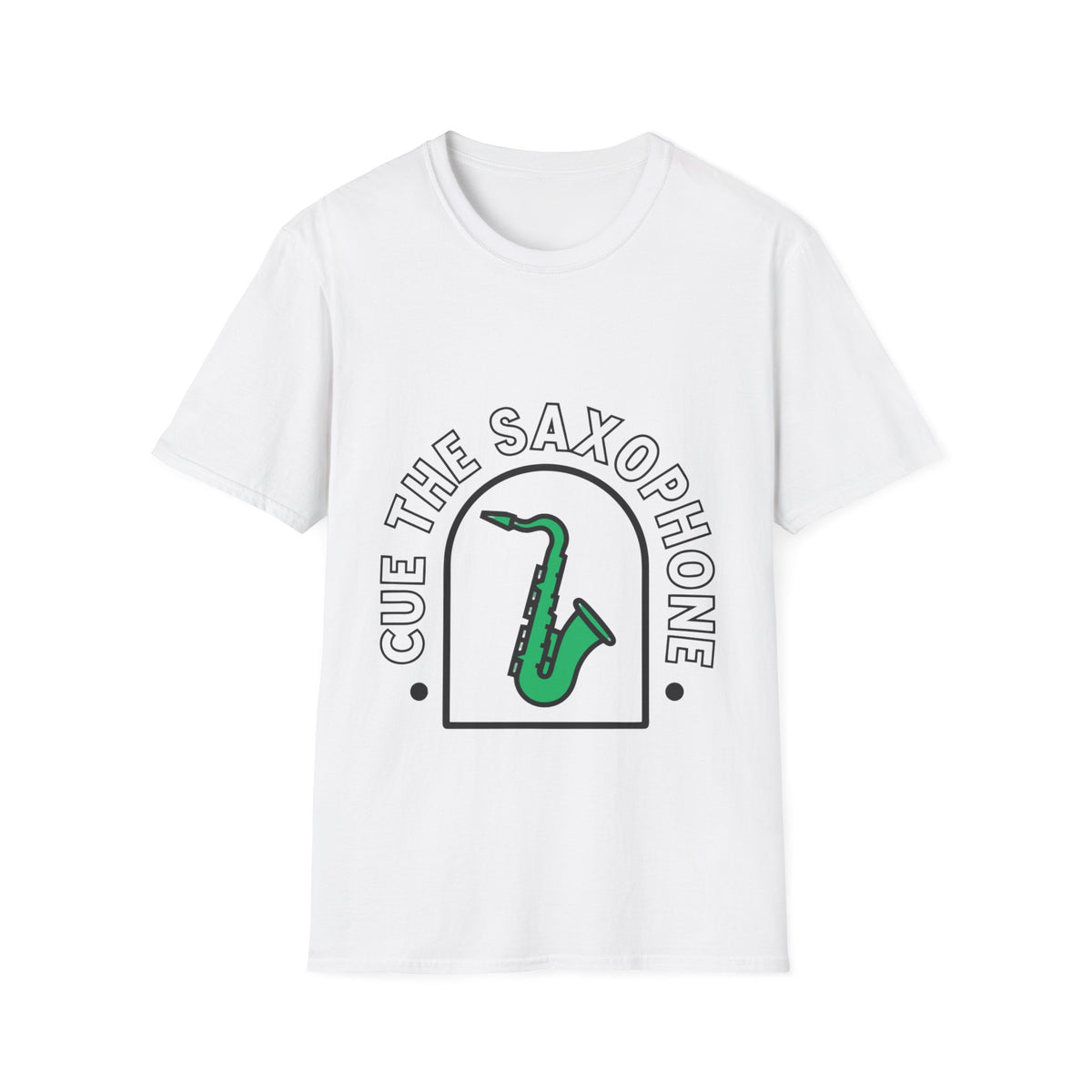"Cue The Saxophone" Green Instrument Graphic Tee - Trending Now - September 2026
