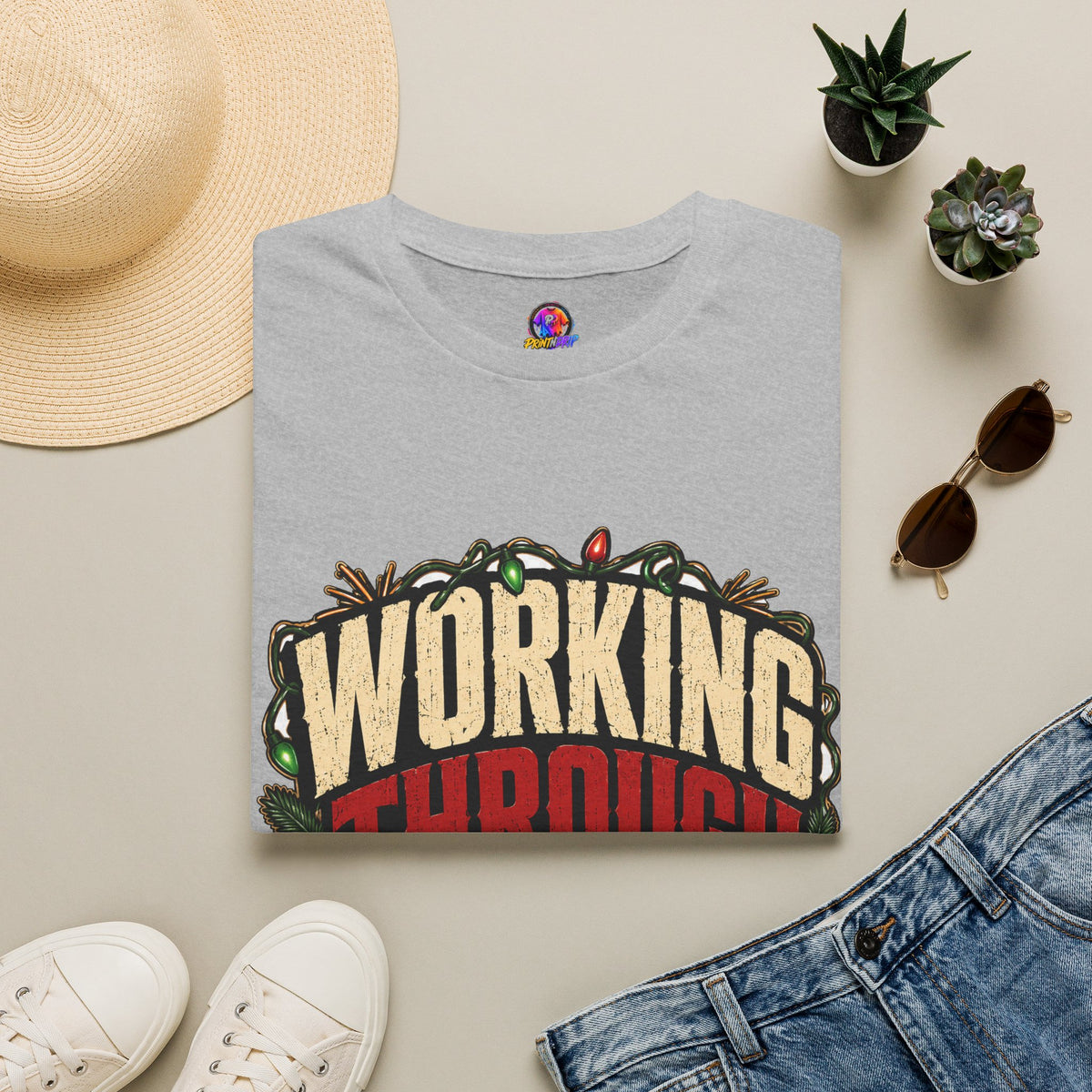 Working Through Christmas T-Shirt — Funny Holiday Nurse/Worker Gift