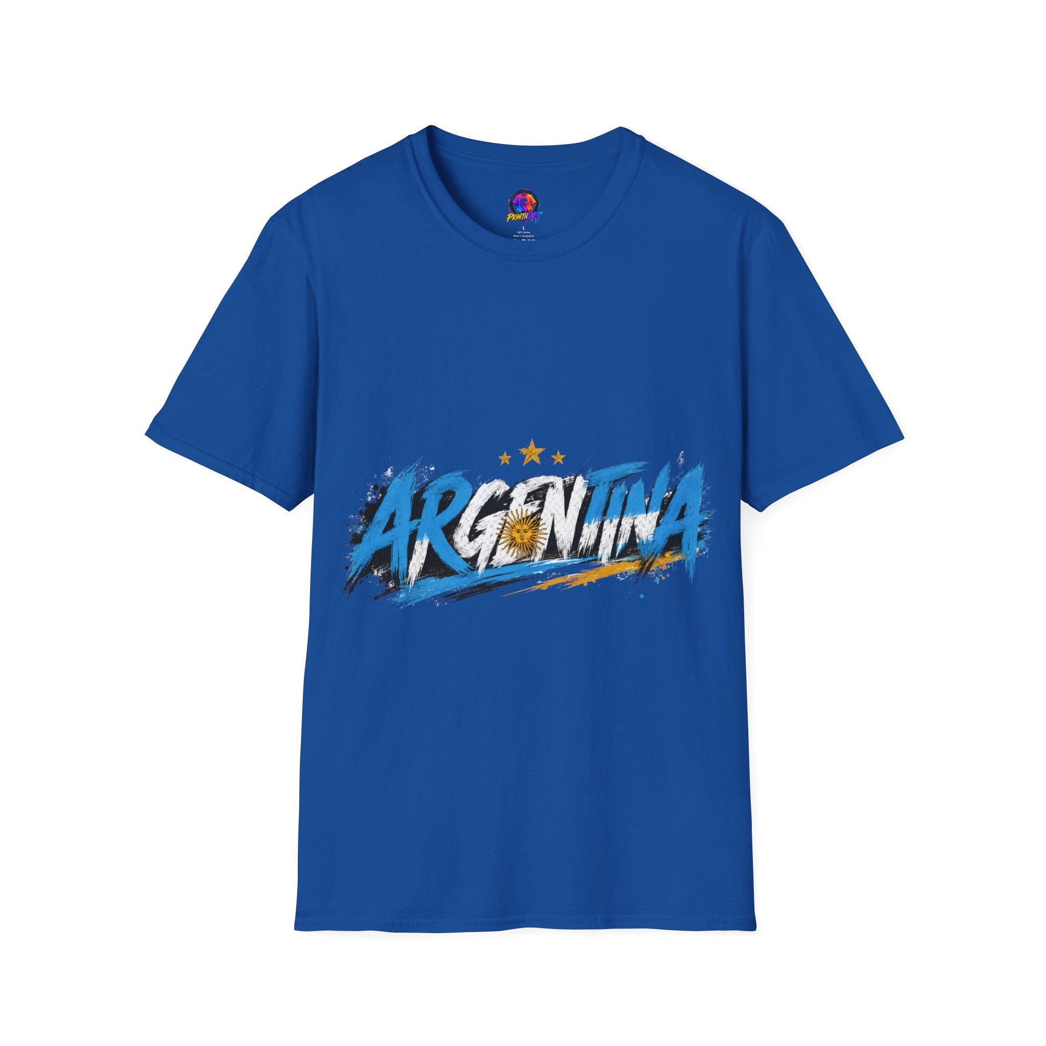 Argentina Graffiti T-Shirt — Soccer Fan Tee with Three Stars & Sun Emblem