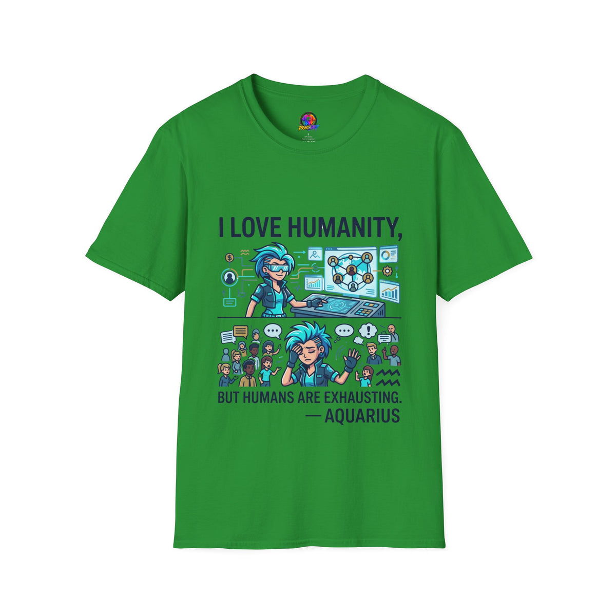 Aquarius Zodiac I Love Humanity T-Shirt — Funny Aquarist Marine Biologist Tee