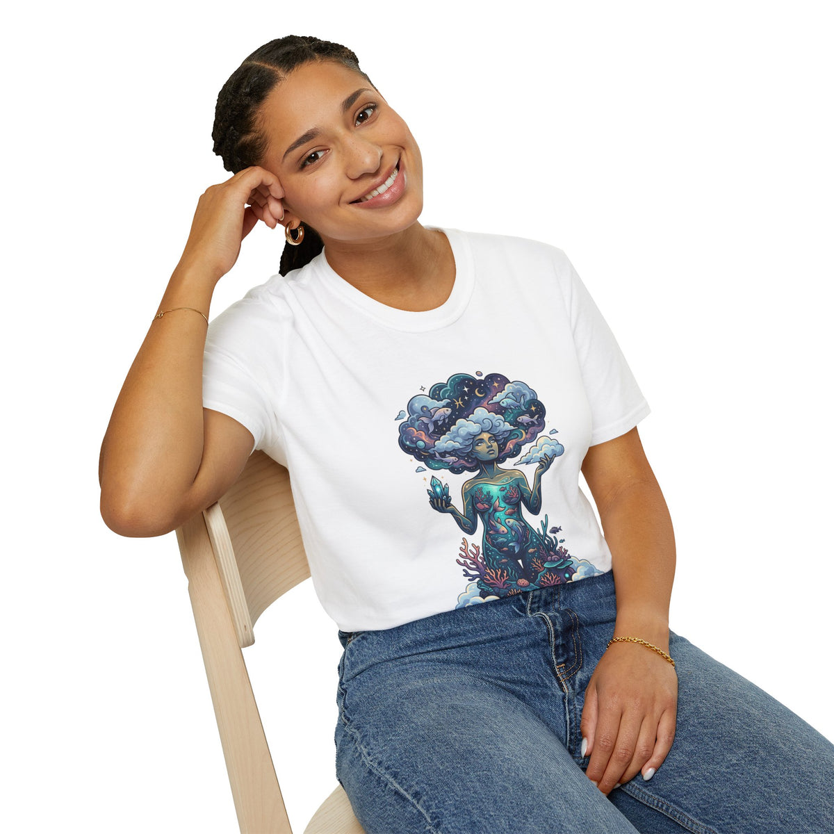Dreamscape Goddess T-Shirt — 'Head in the Clouds' Surreal Art Tee