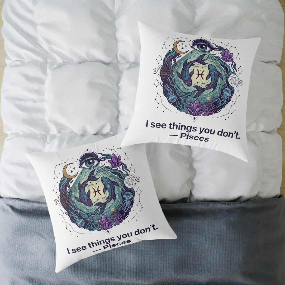 Pisces Zodiac I See Things You Don't Square Poly Canvas Pillow