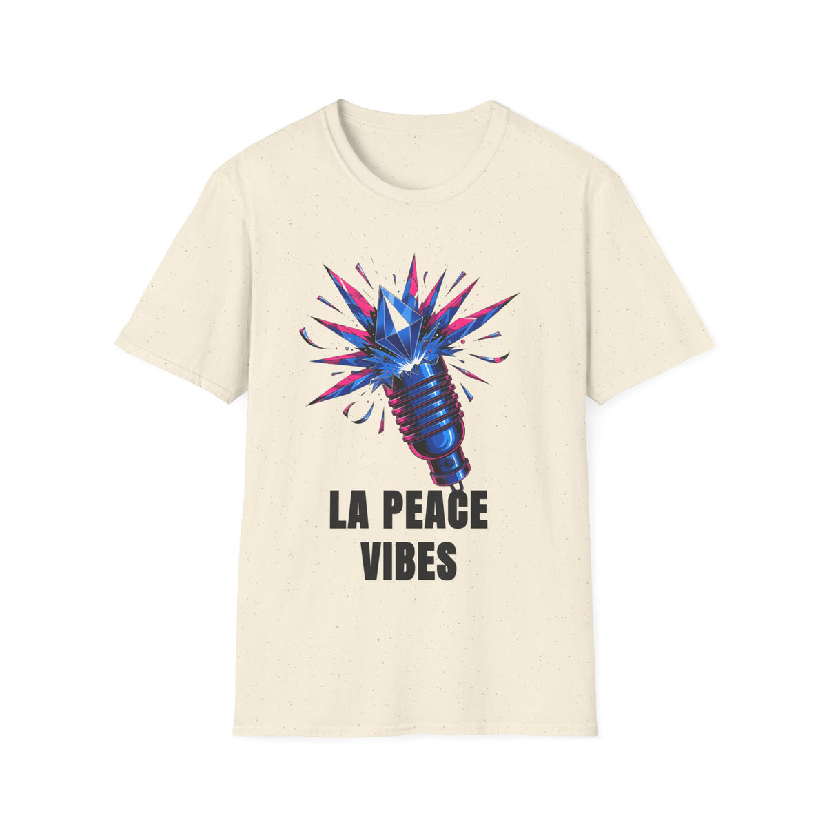 La Peace Vibes Microphone T-Shirt - Retro Pop Art Graphic Tee - Trending Now - September 2026