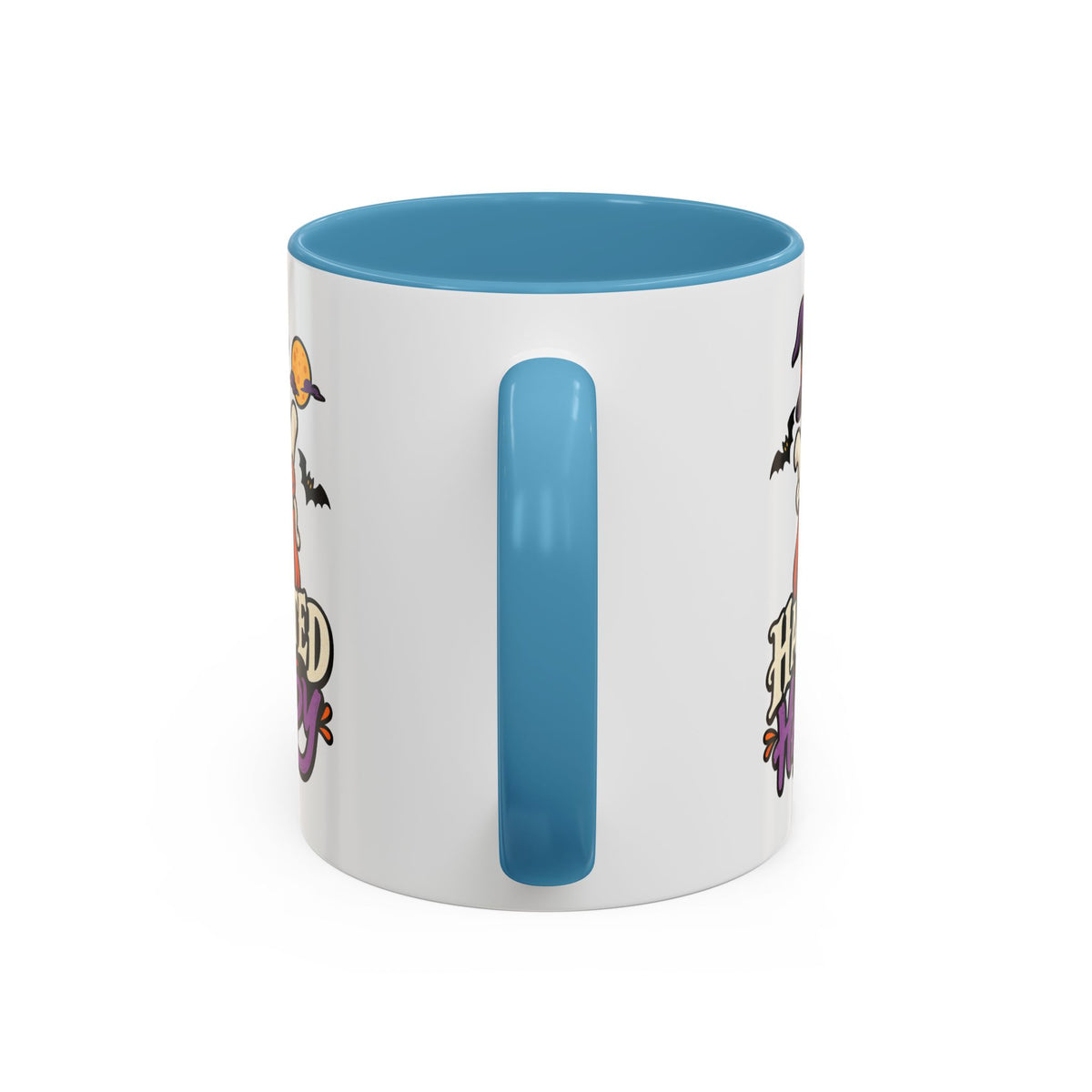 Haunted But Happy Coffee Mug — Halloween Ghost Pumpkin Accent Mug (11/15oz)