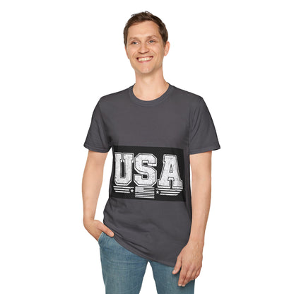 USA Vintage Block T-Shirt — Patriotic Americana Graphic Tee
