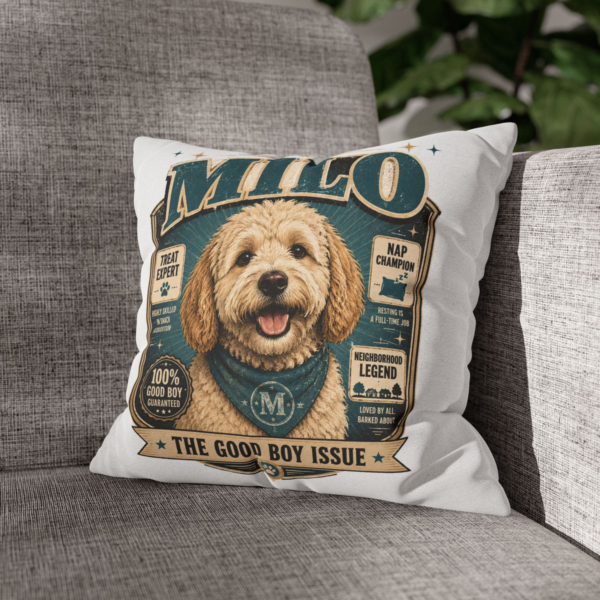 Milo 'The Good Boy Issue' Decorative Pillowcase Milo Bailey Dog Dad Mom