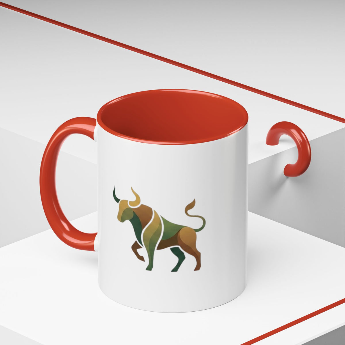 Taurus Geometric Bull Accent Coffee Mug — Taurus Zodiac Gift