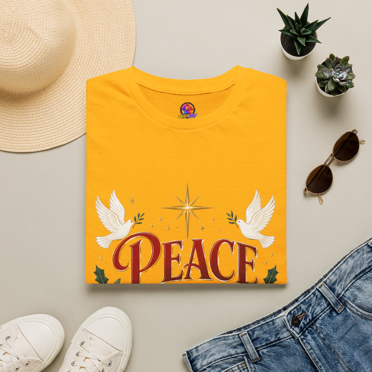 Peace on Earth T-Shirt — Holiday Dove & Star Christmas Tee