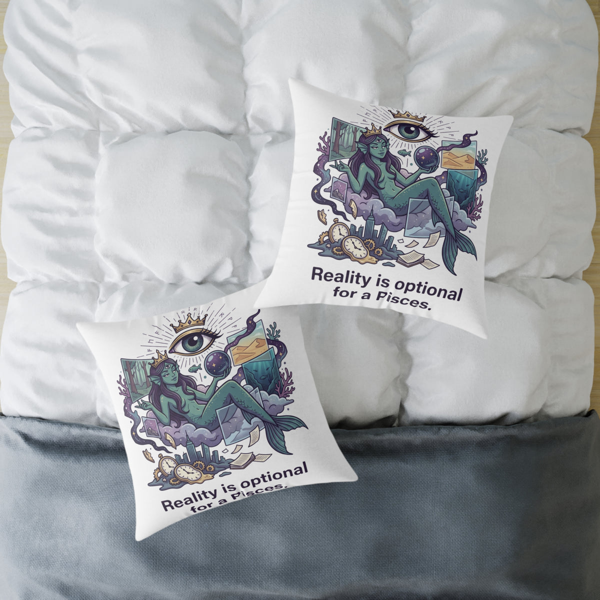 Pisces Zodiac Reality Is Optional Square Poly Canvas Pillow