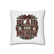 Plaid and Merry Christmas Throw Pillowcase — Festive Buffalo Plaid Holiday Decor