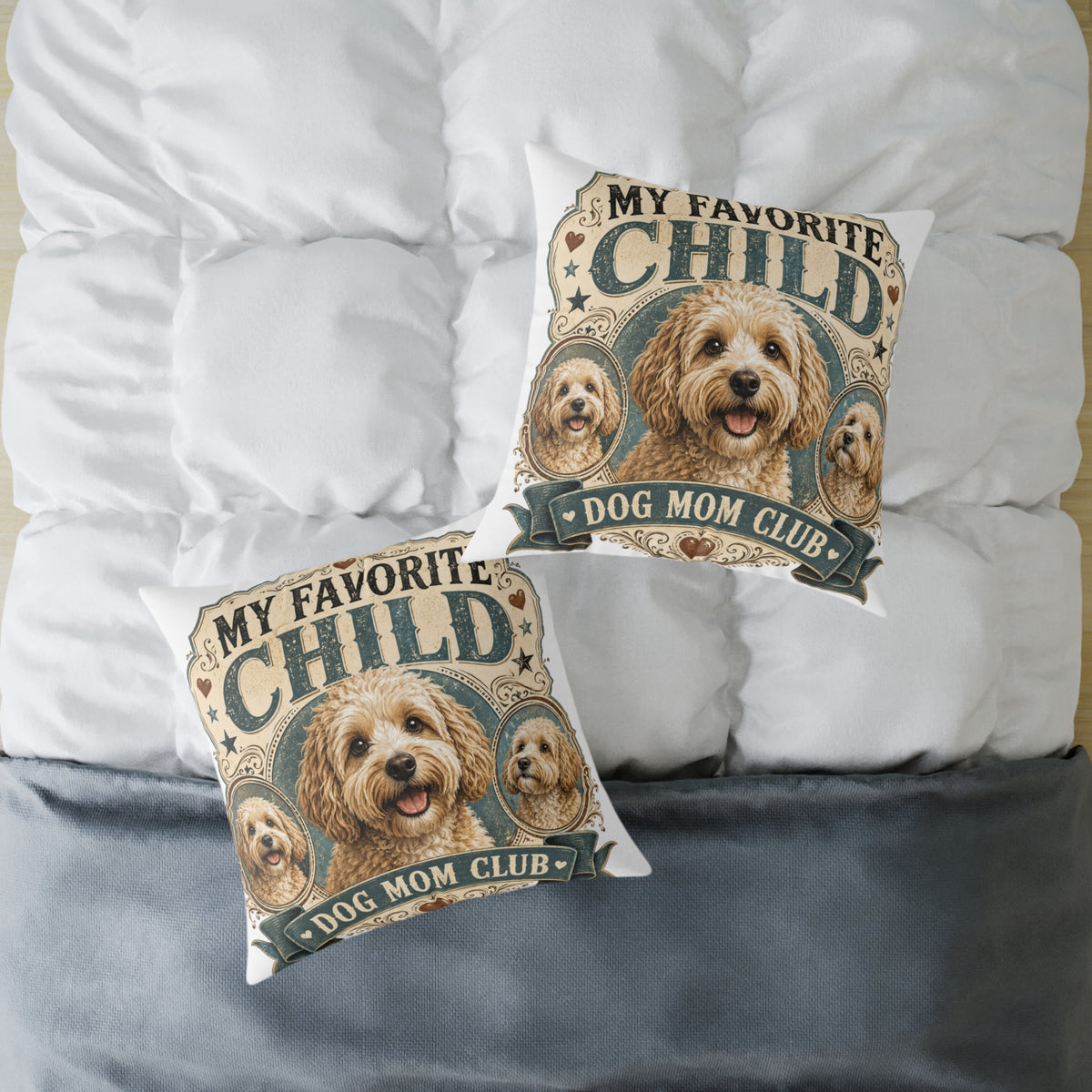 Dog Mom Pillow  Milo Bailey Dog Dad Mom — “My Favorite Child” Doodle Decorative Throw Pillow