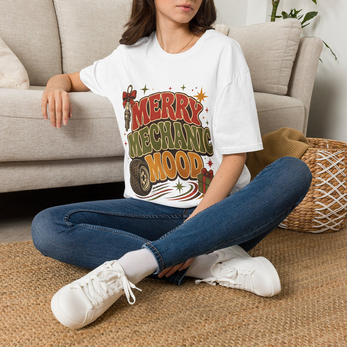 Merry Mechanic Mood T‑Shirt — Retro Holiday Auto Technician Gift