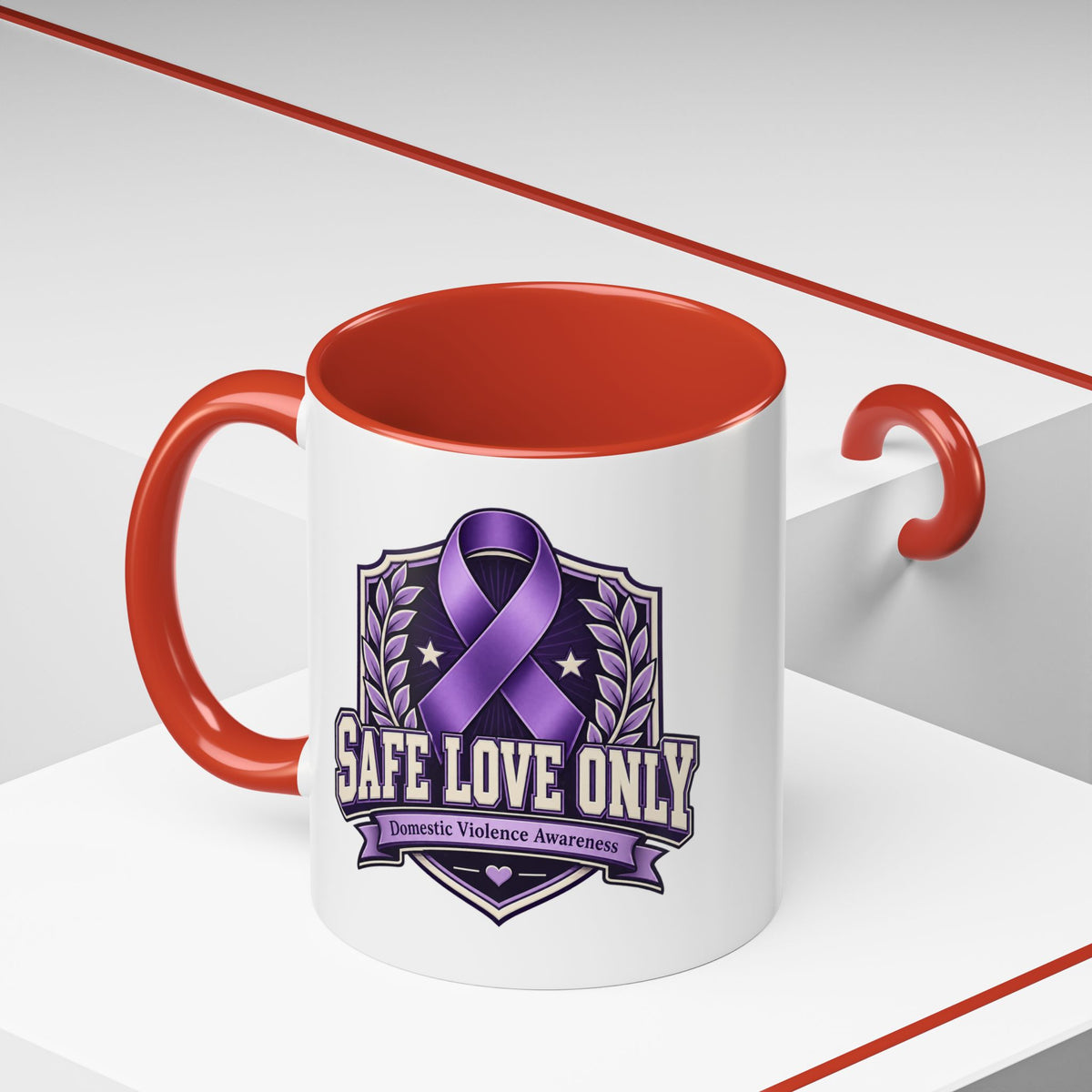 Coffee Mug — "Safe Love Only" Domestic Violence Awareness (Purple Ribbon)