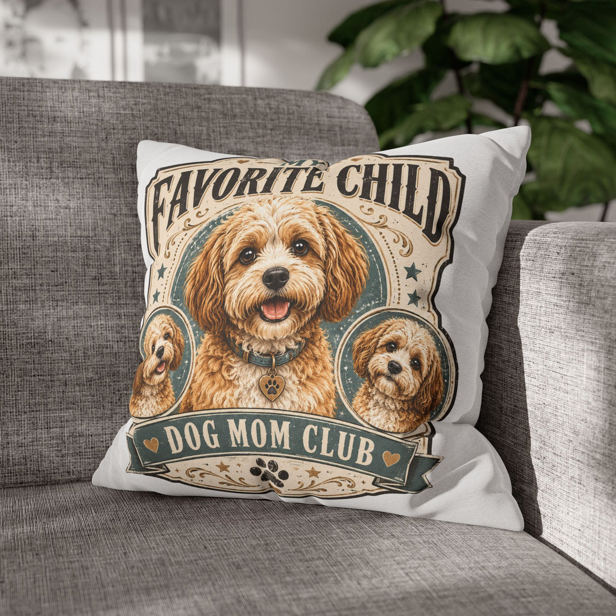 Dog Mom Pillowcase Milo Bailey Dog Dad Mom — "My Favorite Child" Spun Polyester Decorative Pillowcase