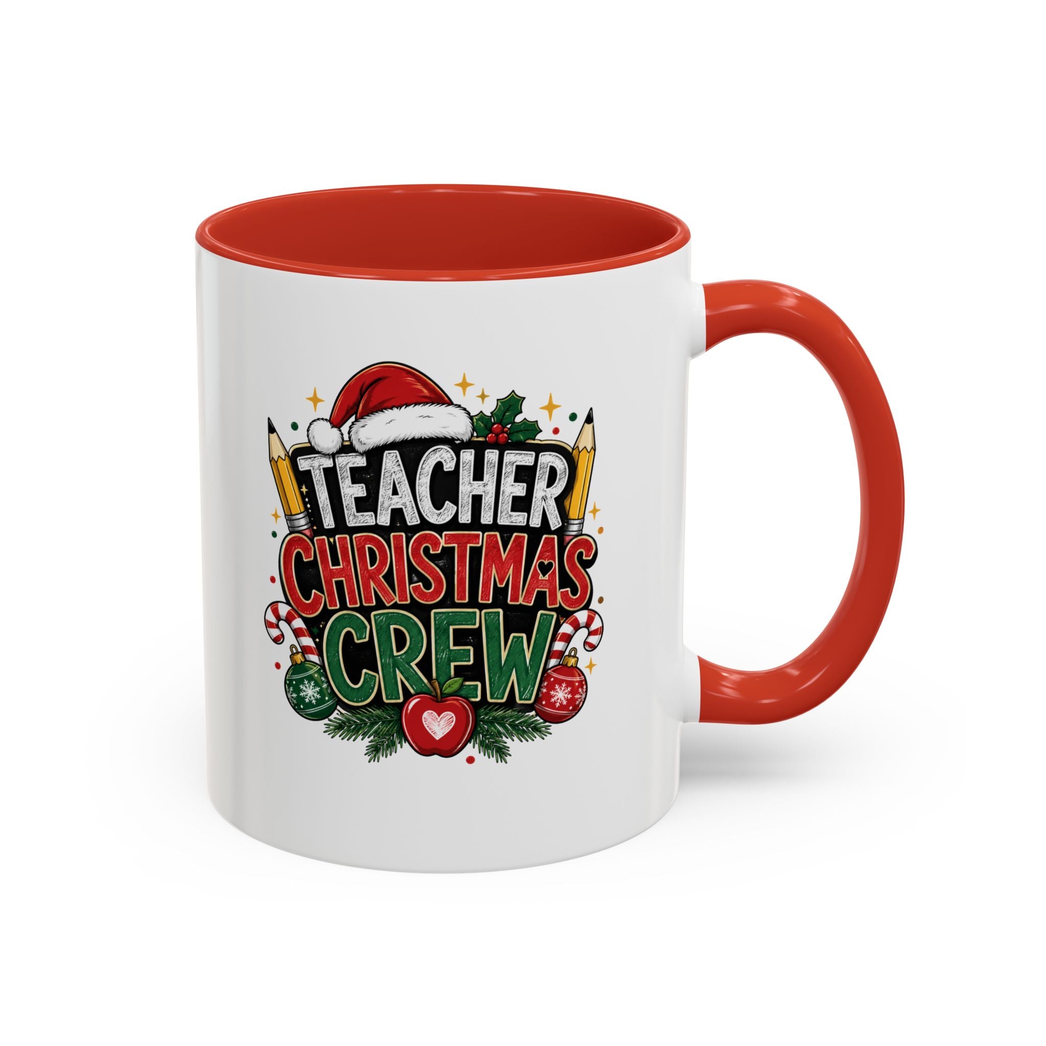 Teacher Christmas Crew Accent Coffee Mug – Holiday Teacher Gift