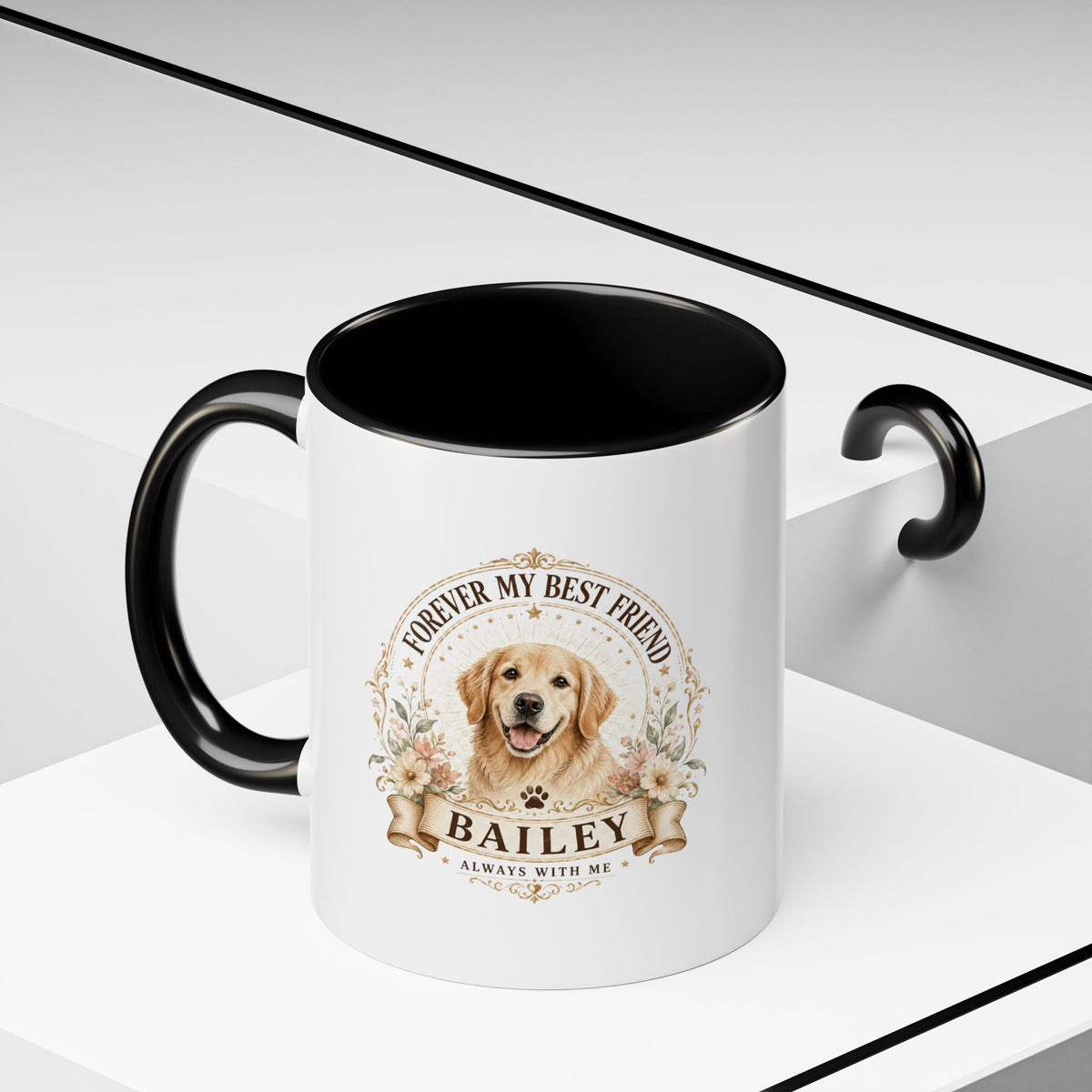 Milo Bailey Dog Dad Mom Golden Retriever Coffee Mug — “Forever My Best Friend” Personalized Dog Mug (Bailey)