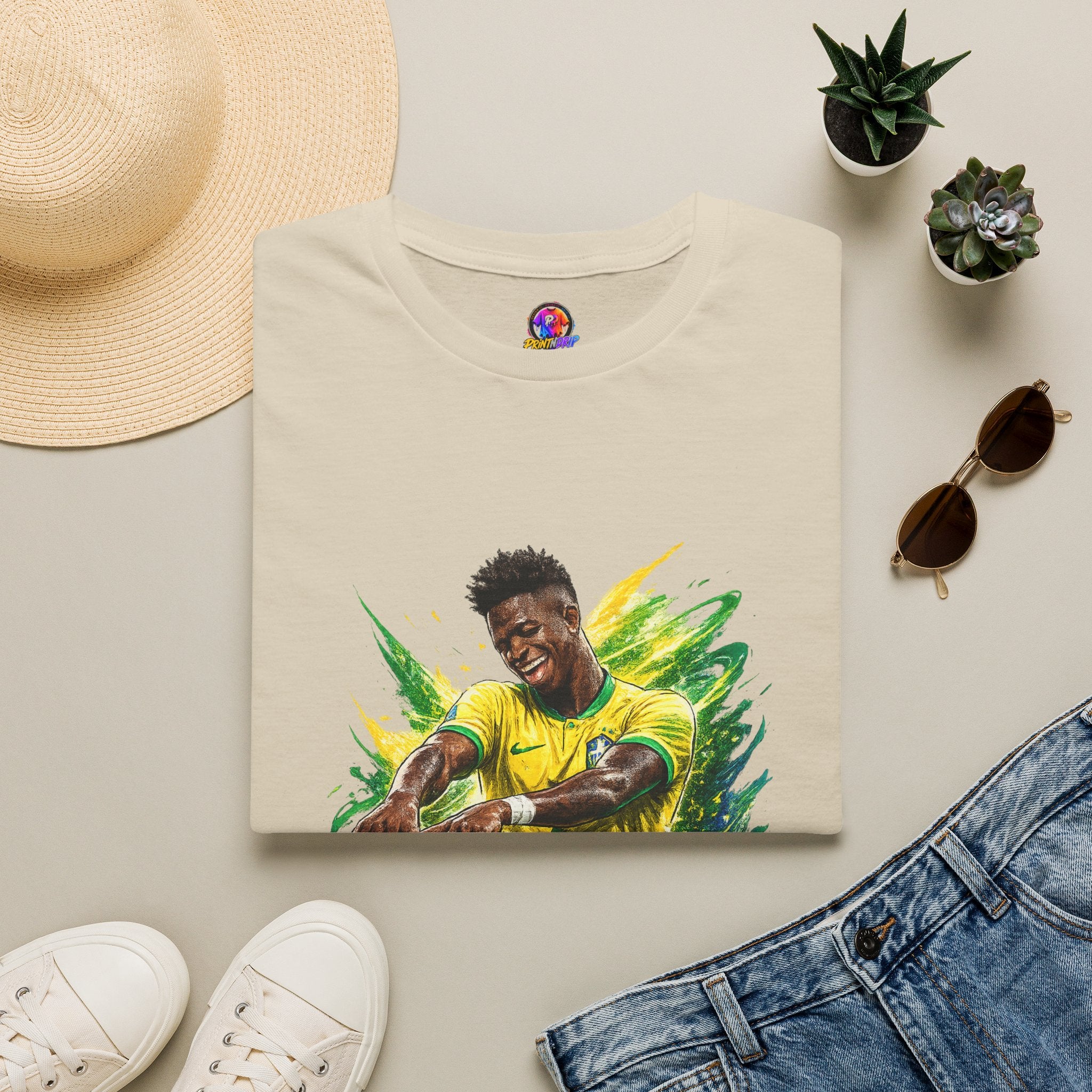 Brazil  Soccer Celebration T-Shirt — Brazilian Football Player Artwork
