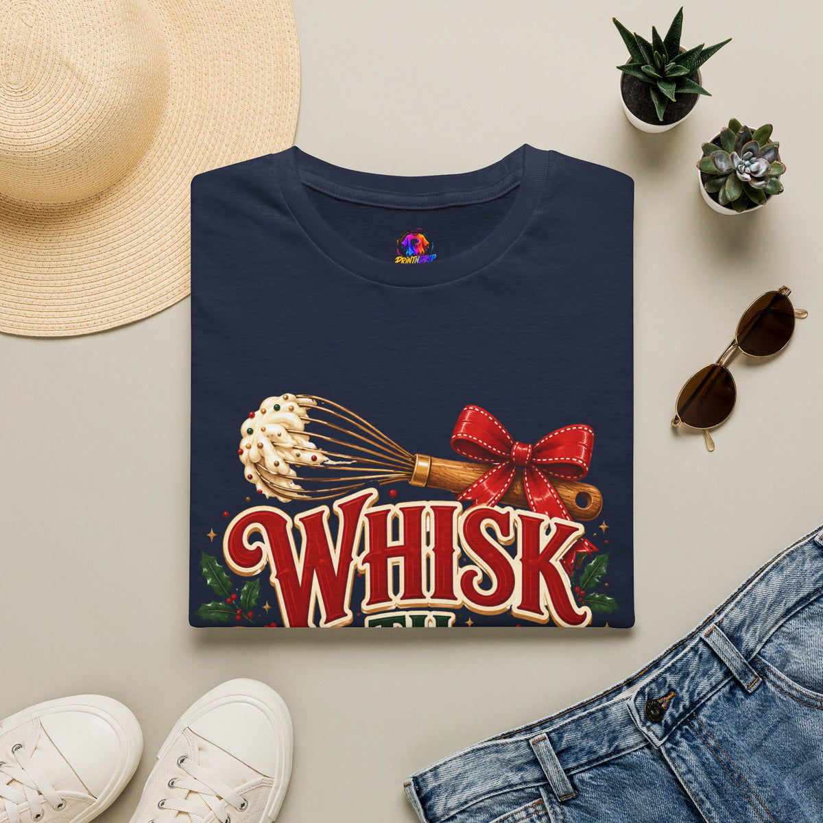 Christmas Baking T-Shirt — "Whisk 'Til Merry" Holiday Tee