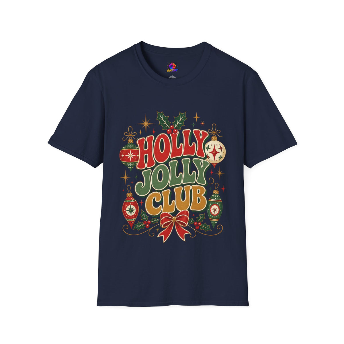 Holly Jolly Club Christmas T-Shirt — Retro Holiday Ornament Tee
