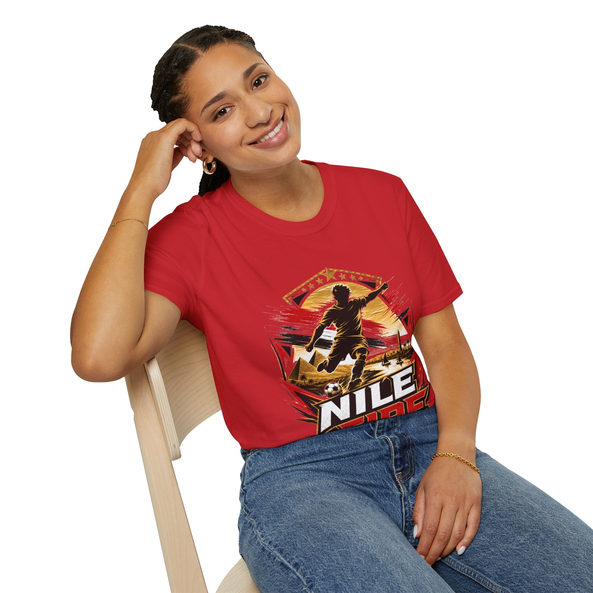 Egypt Soccer Player Nile Fire Graphic T-Shirt — Retro Athletic Team Tee