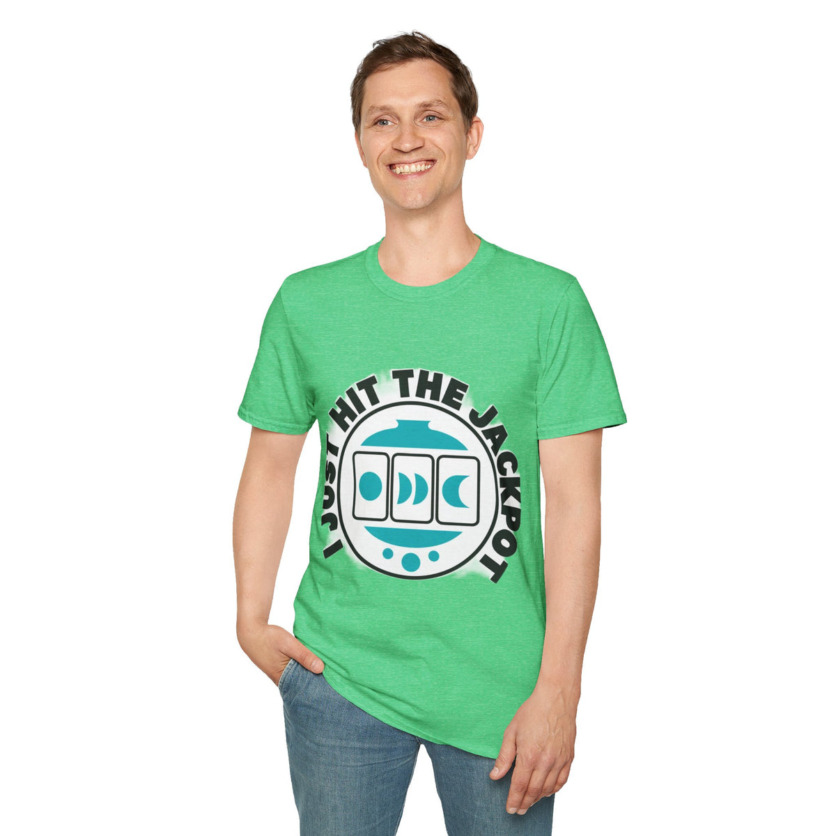 I Just Hit The Jackpot Retro Badge Tee - Lucky Slot Machine Graphic T-Shirt - Trending Now - September 2026