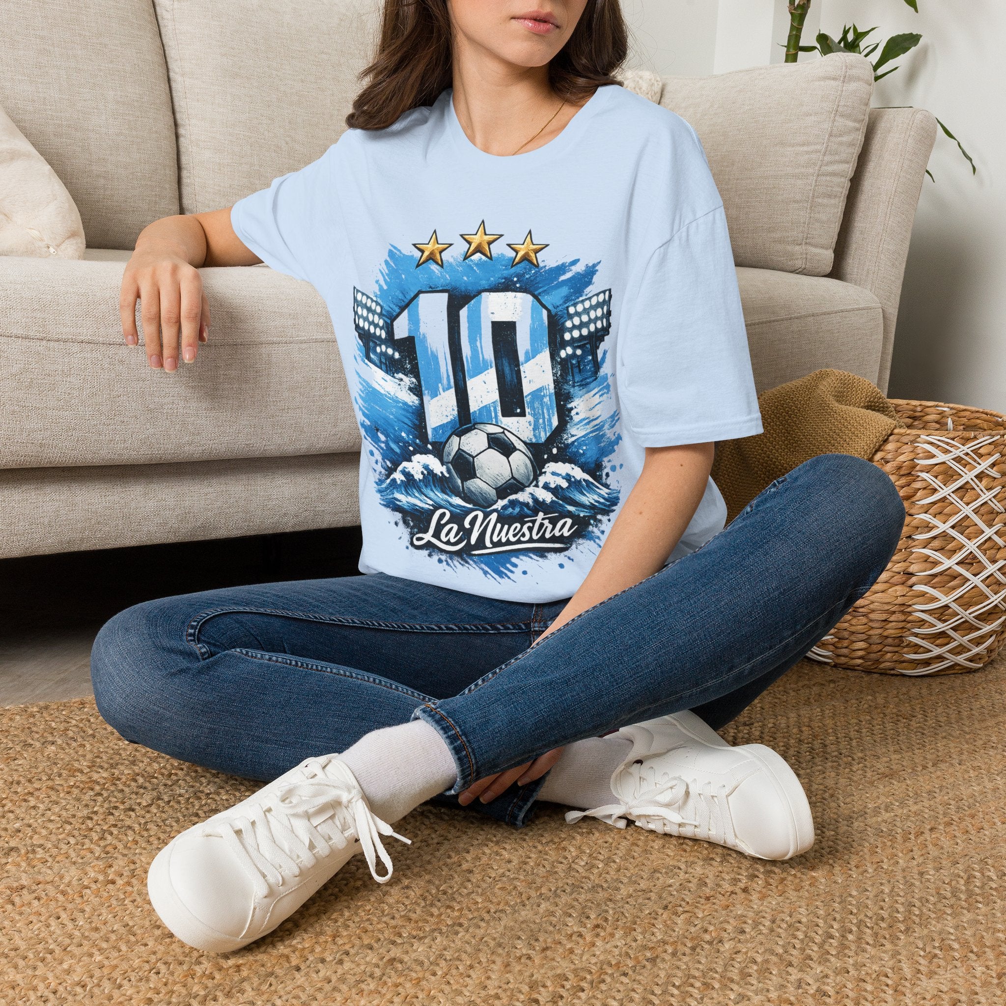 Argentina Soccer Fan T-Shirt — 'La Nuestra' #10 Jersey Design