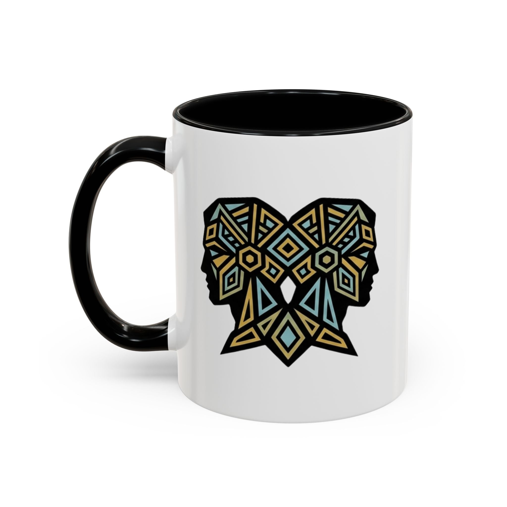 Geometric Elephant Accent Coffee Mug — Tribal Mosaic Design