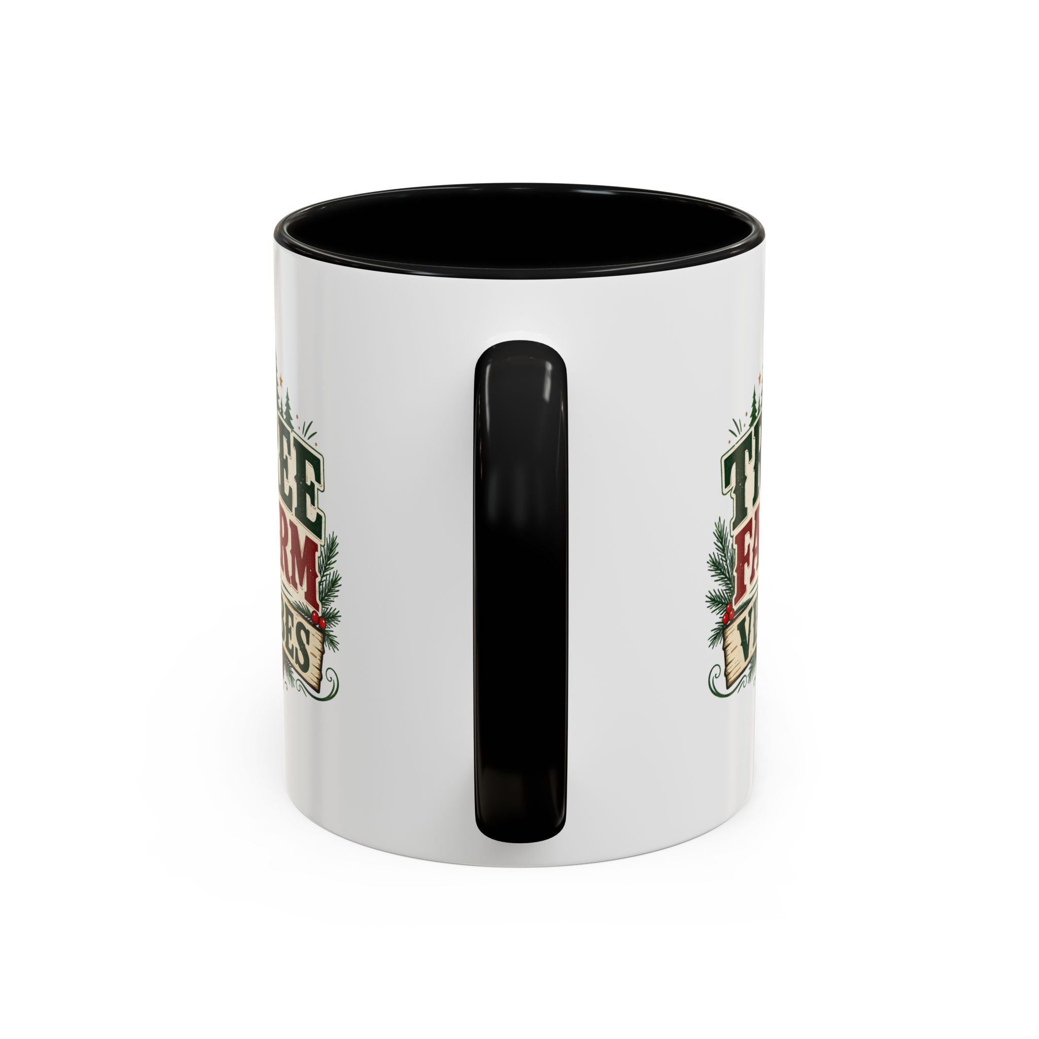 Tree Farm Vibes Accent Coffee Mug — Rustic Christmas Holiday Coffee Cup