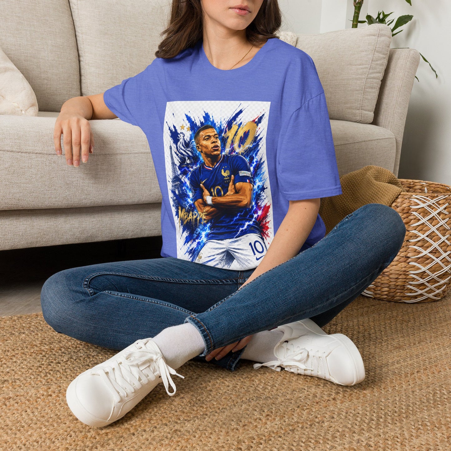 France Mbappé Soccer T-Shirt — #10 Blue Action Portrait Tee