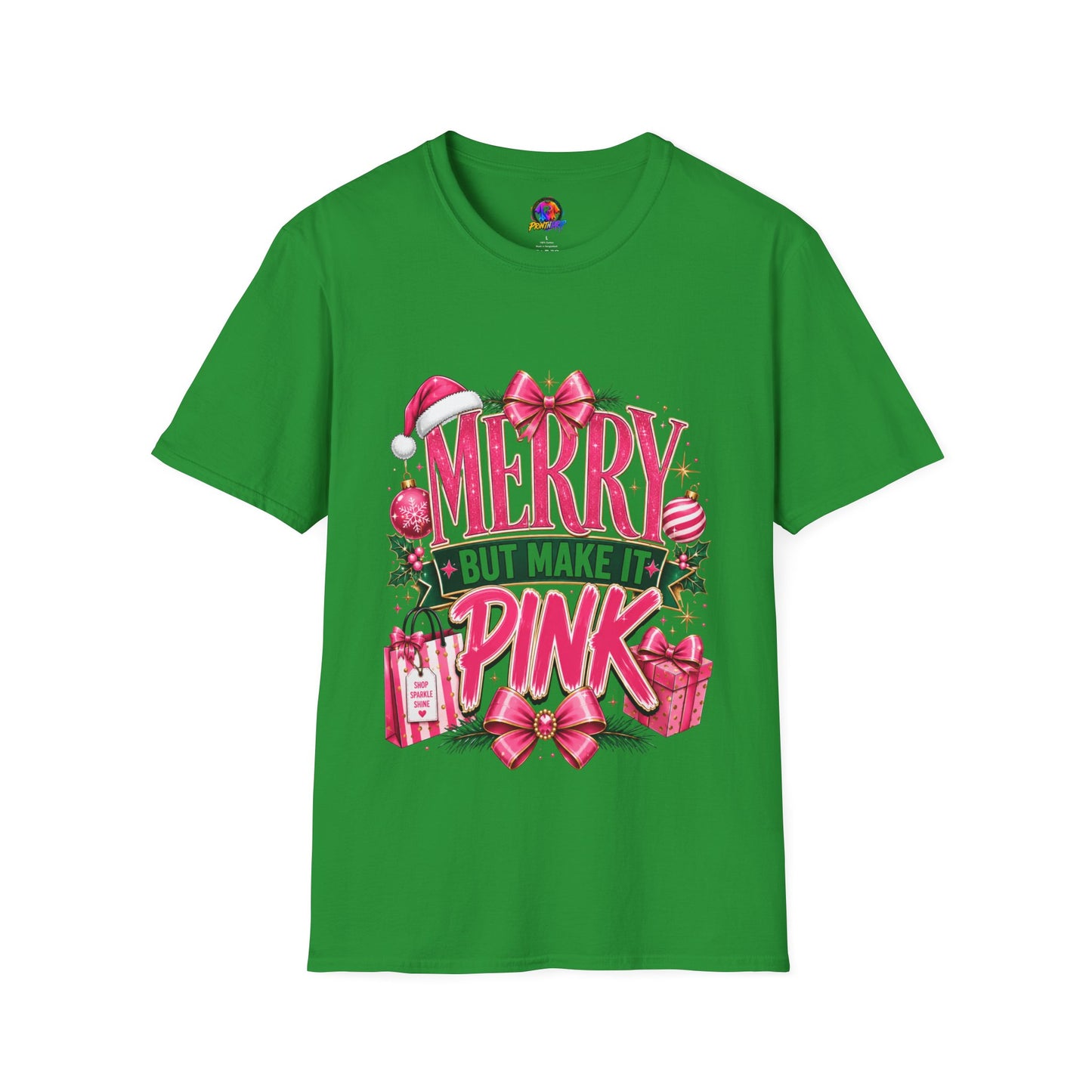 Christmas T-Shirt — "Merry But Make It Pink" Holiday Tee