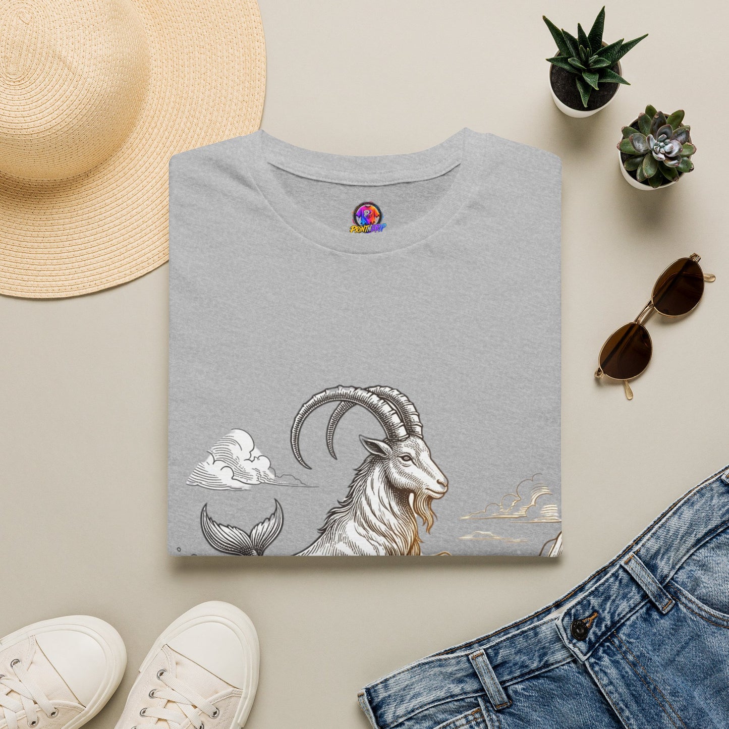 Capricorn Goat-Mermaid T-Shirt — Mythical Sea Goat Zodiac Tee