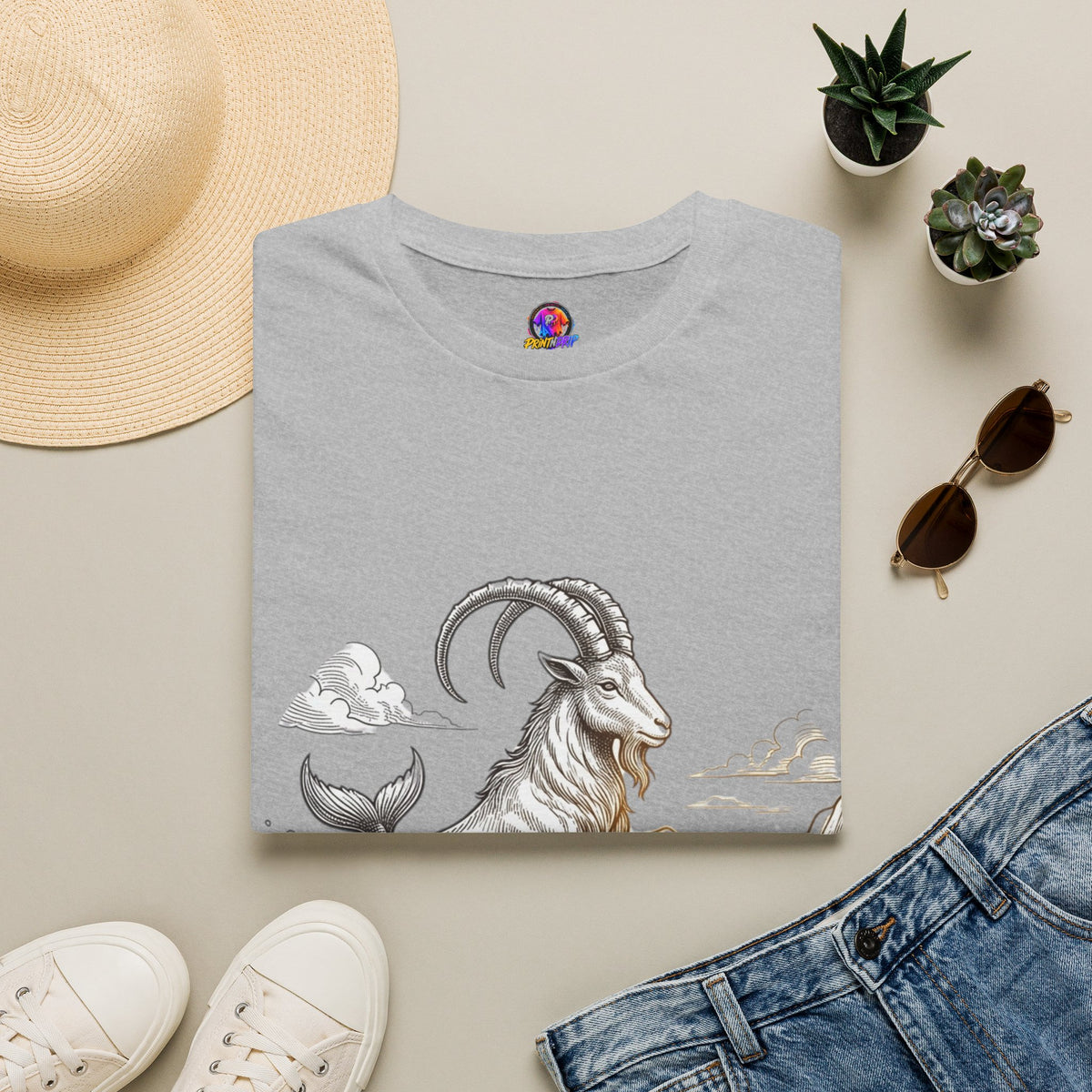 Capricorn Goat-Mermaid T-Shirt — Mythical Sea Goat Zodiac Tee