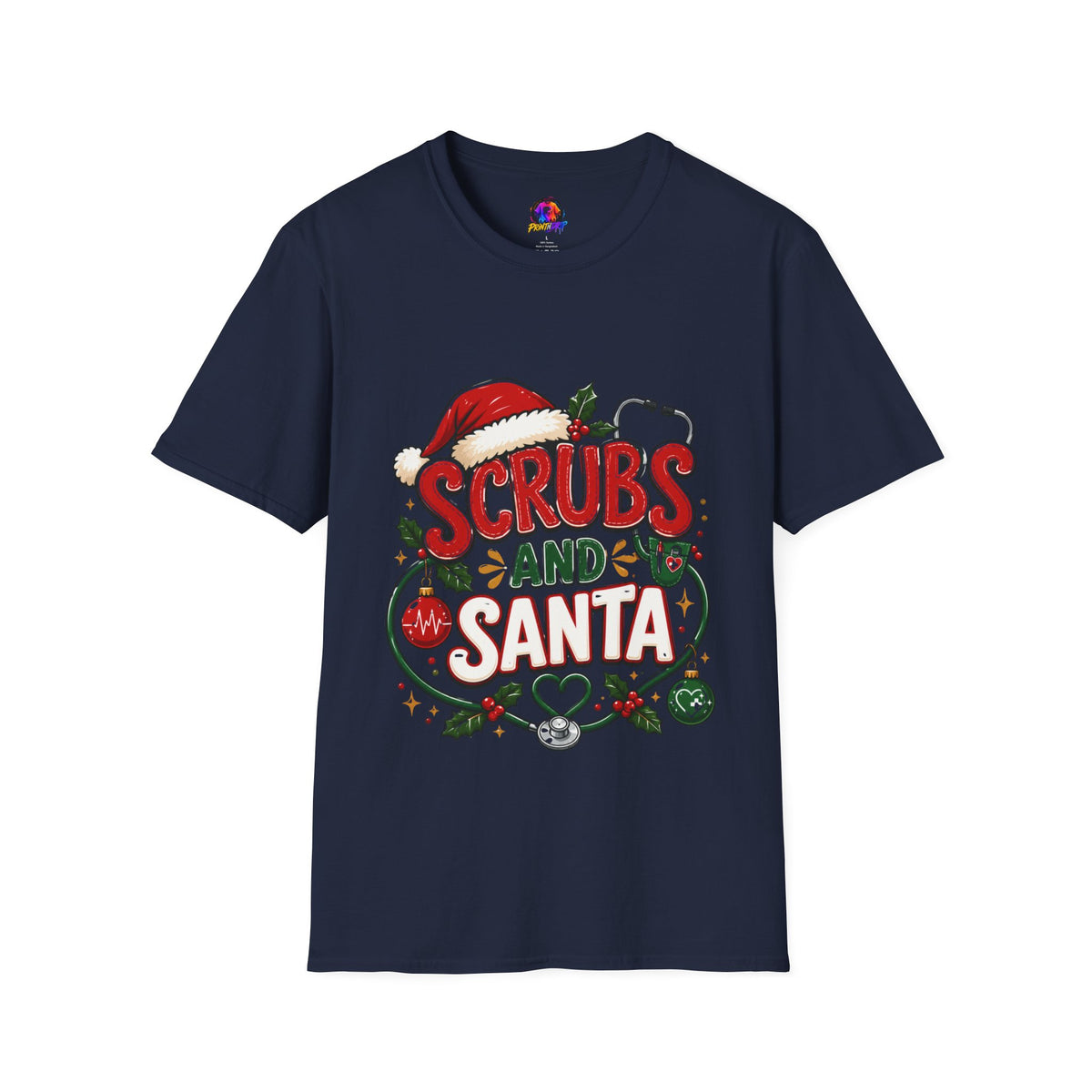 Scrubs and Santa Christmas Tee — Funny Nurse Holiday T-Shirt