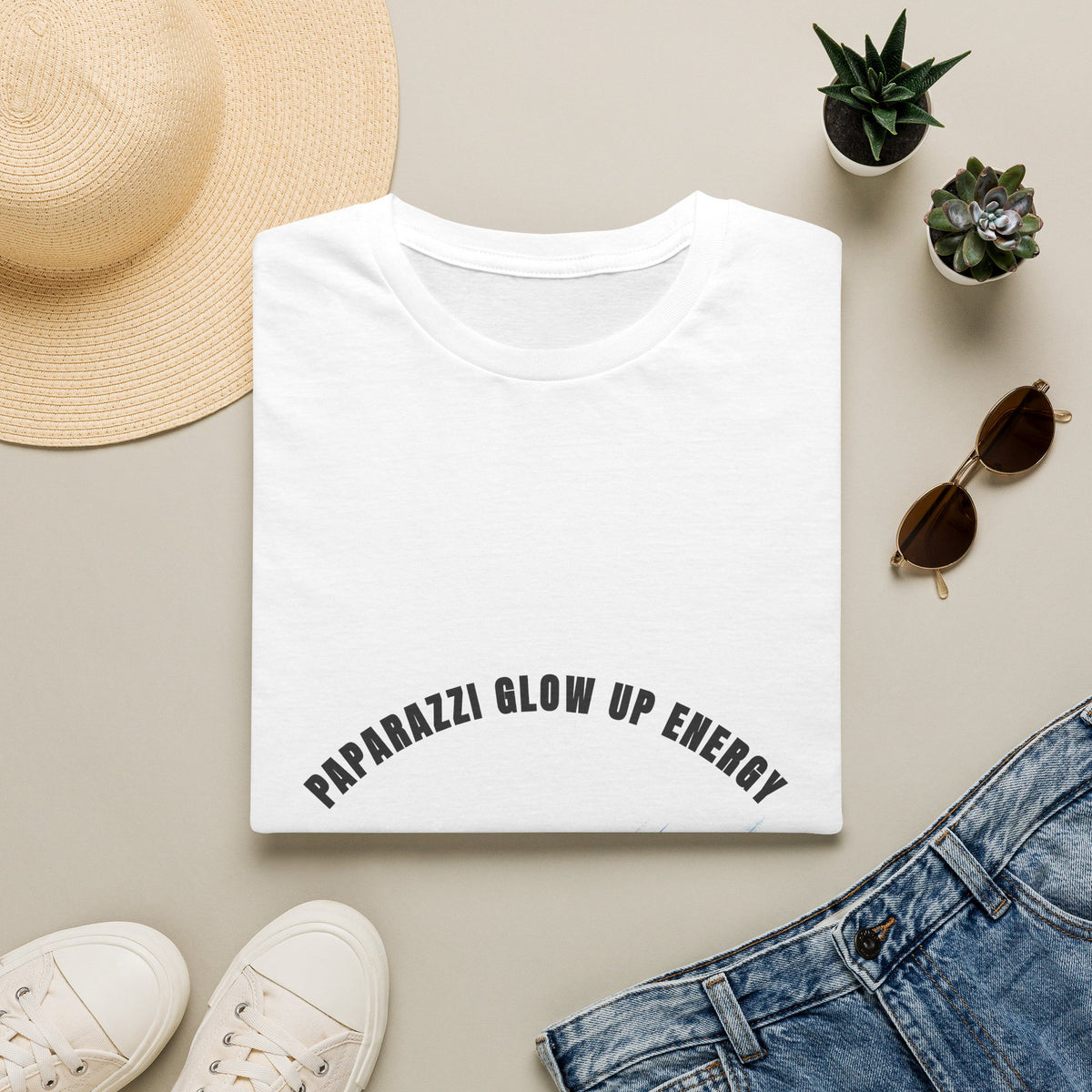 Paparazzi Glow Up Energy Running Athlete Arched Typography White Graphic Tee - Trending Now - September 2026