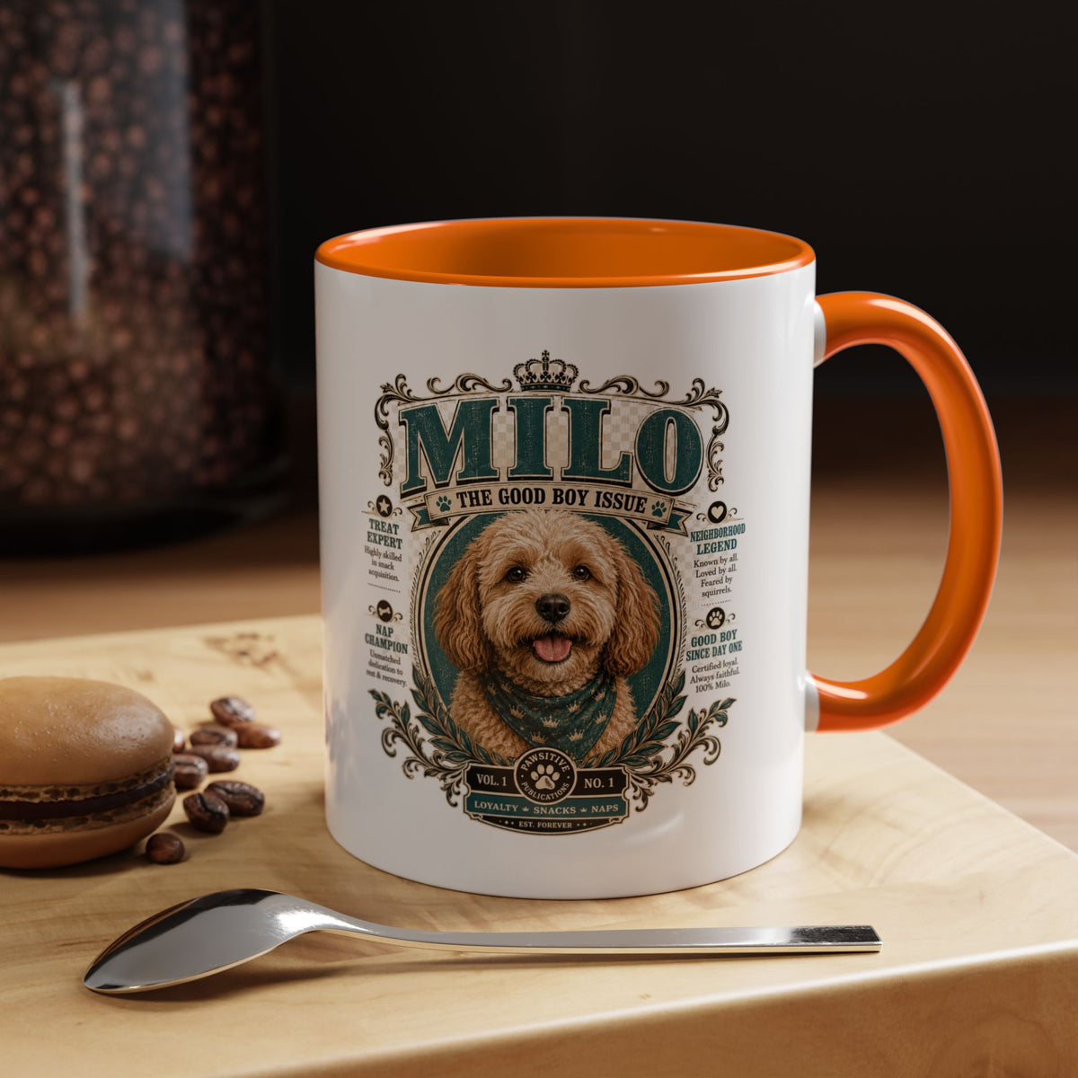 Milo Bailey Dog Dad Mom Milo Dog Portrait Coffee Mug — 'The Good Boy Issue' Accent Mug