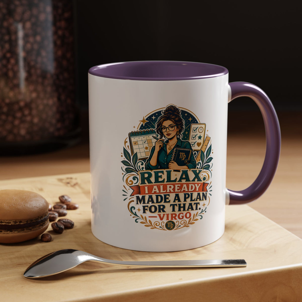 Virgo Zodiac Mug Accent Coffee Mug — "Relax I Already Made a Plan for That" Virgo Astrology Mug