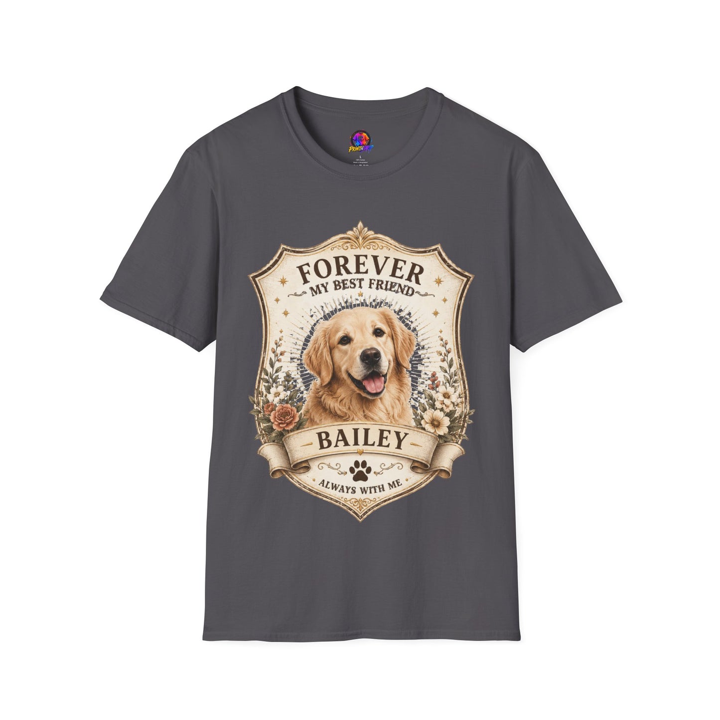 Dog Memorial T-Shirt — "Forever My Best Friend" Personalized Golden Retriever Tribute