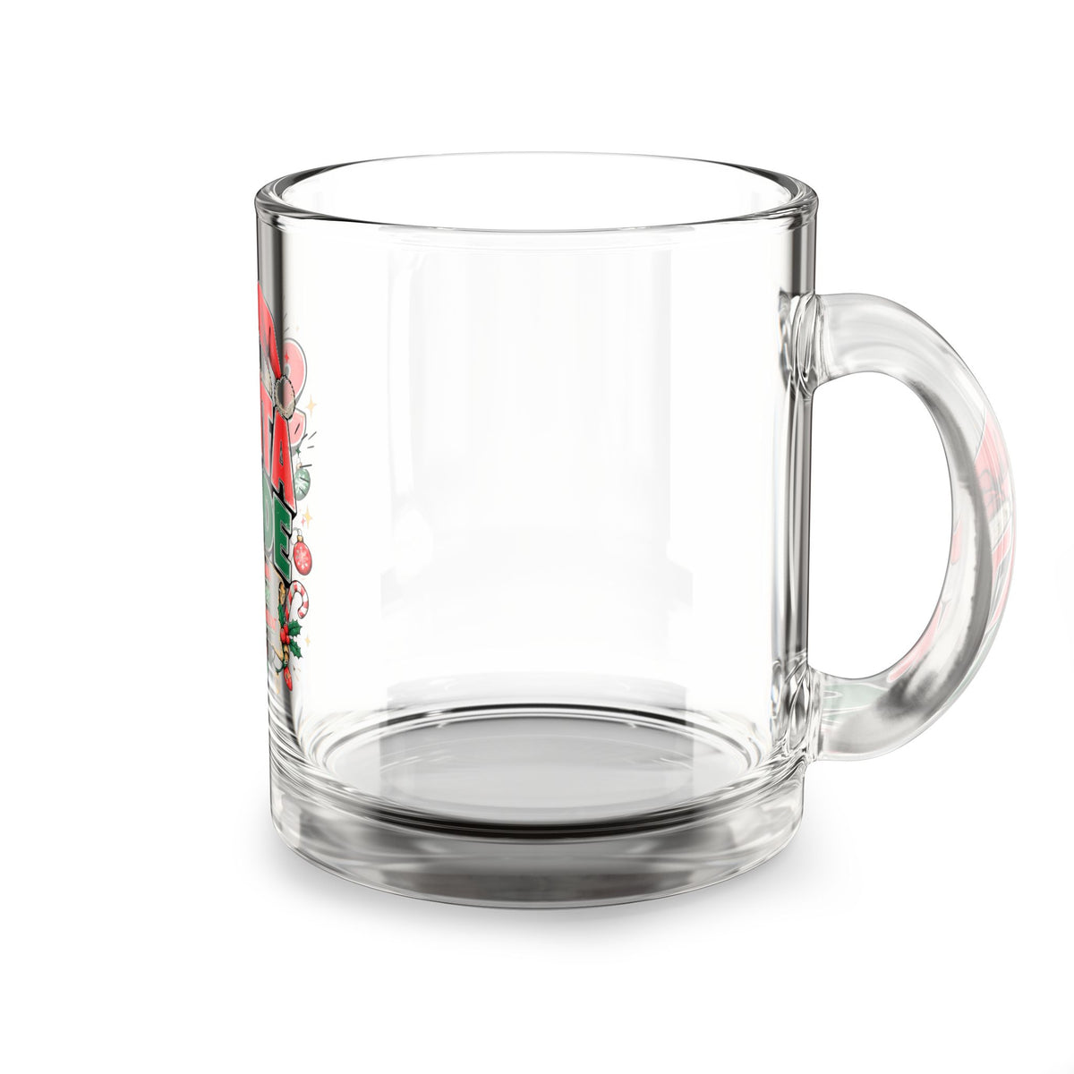Christmas Glass Mug 10 oz Santa Mode Glass Mug - 10oz Holiday Christmas Coffee Cup