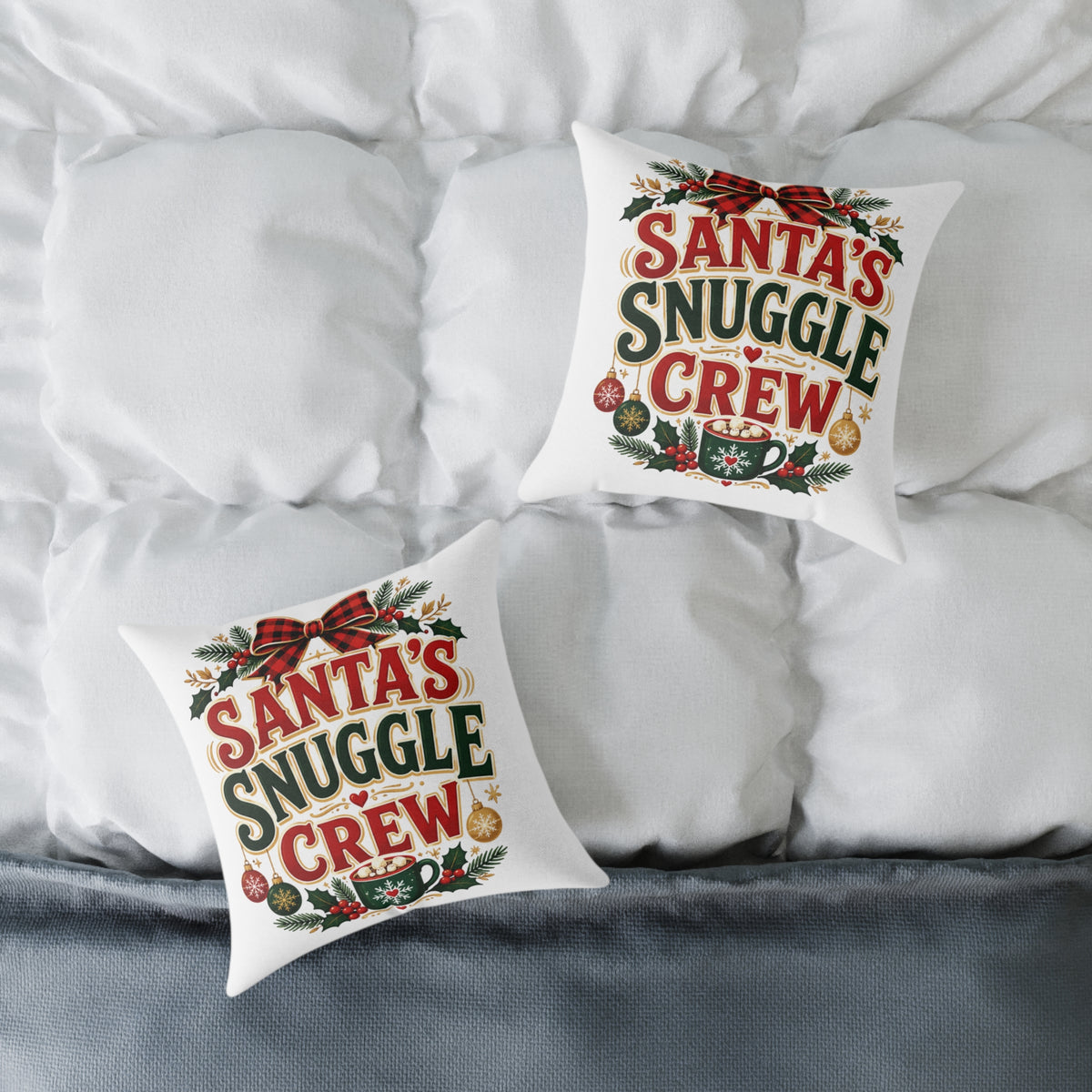 Santa’s Snuggle Crew Christmas Pillow — Festive Holiday Decorative Throw Pillow