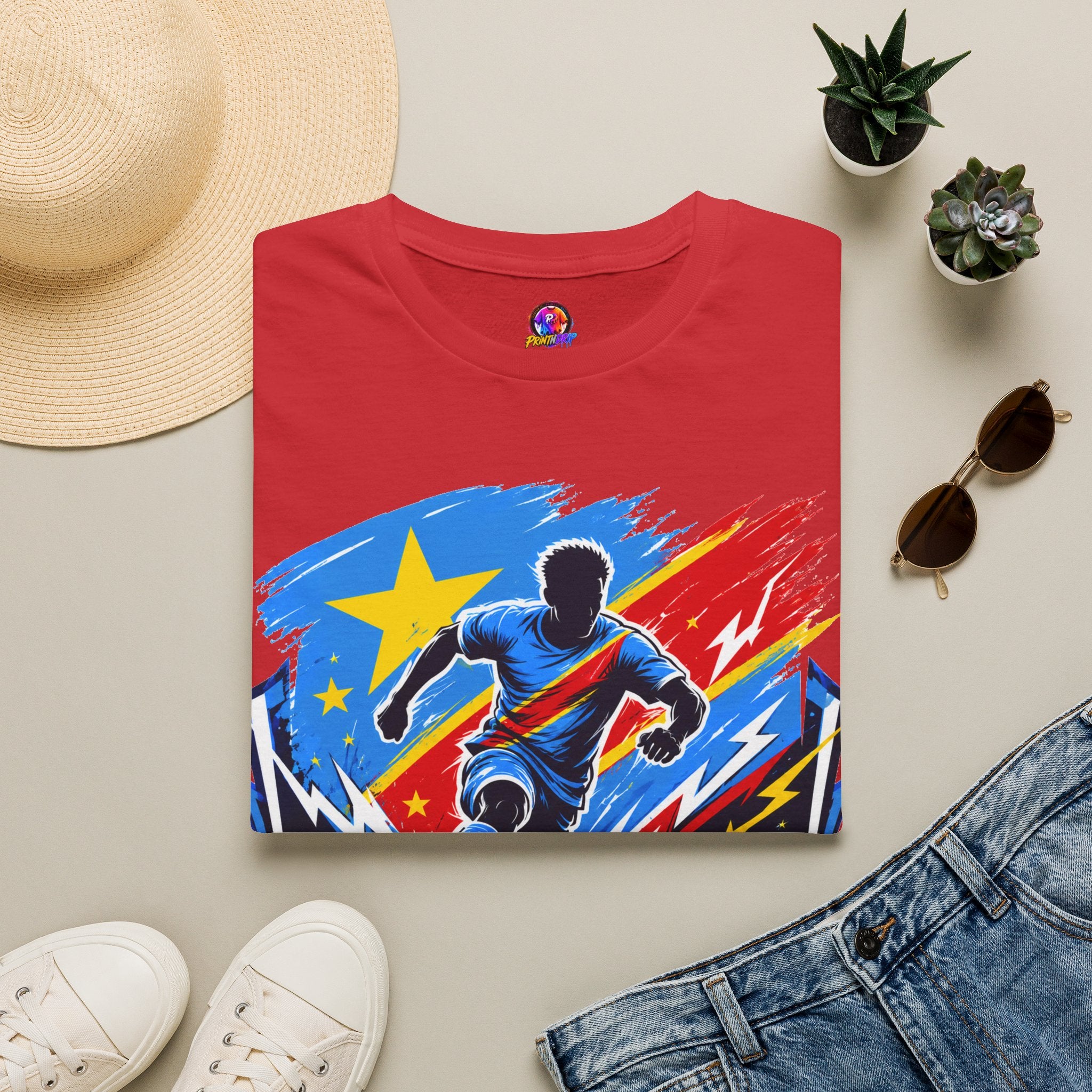 Congo Soccer T-Shirt — Congo Blue Rise Football Fan Tee