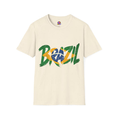Brazil Flag Graphic T-Shirt — Bold Brazil Script with National Flag Motif