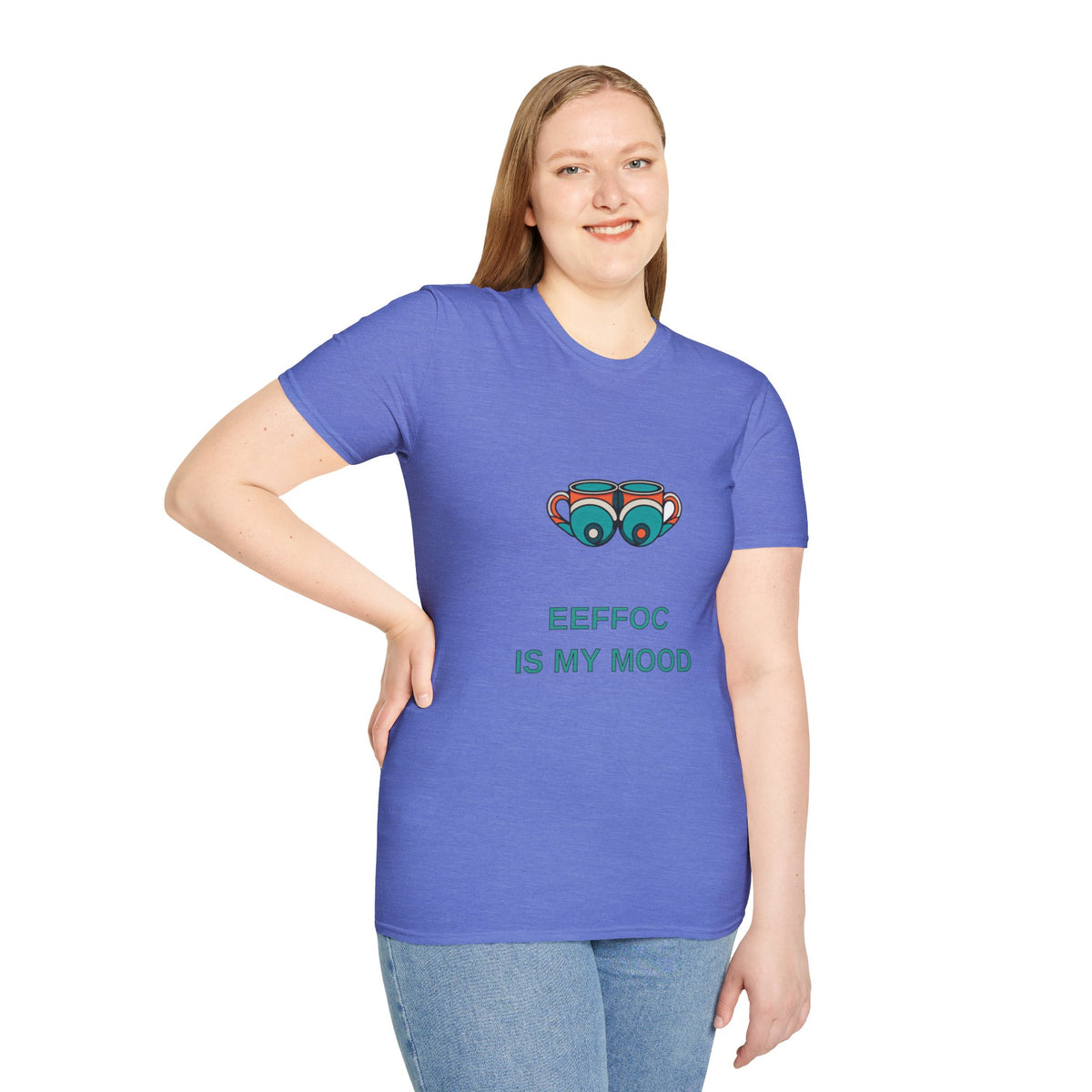 Coffee Cups Graphic T-Shirt — "EEFFOC IS MY MOOD" Casual Coffee Lover Tee - Trending Now - August 2026