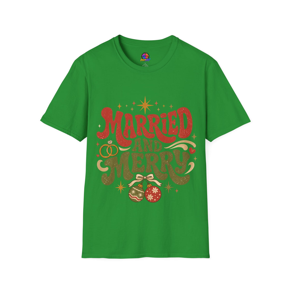 Married and Merry T-Shirt — Retro Holiday Couples Christmas Tee