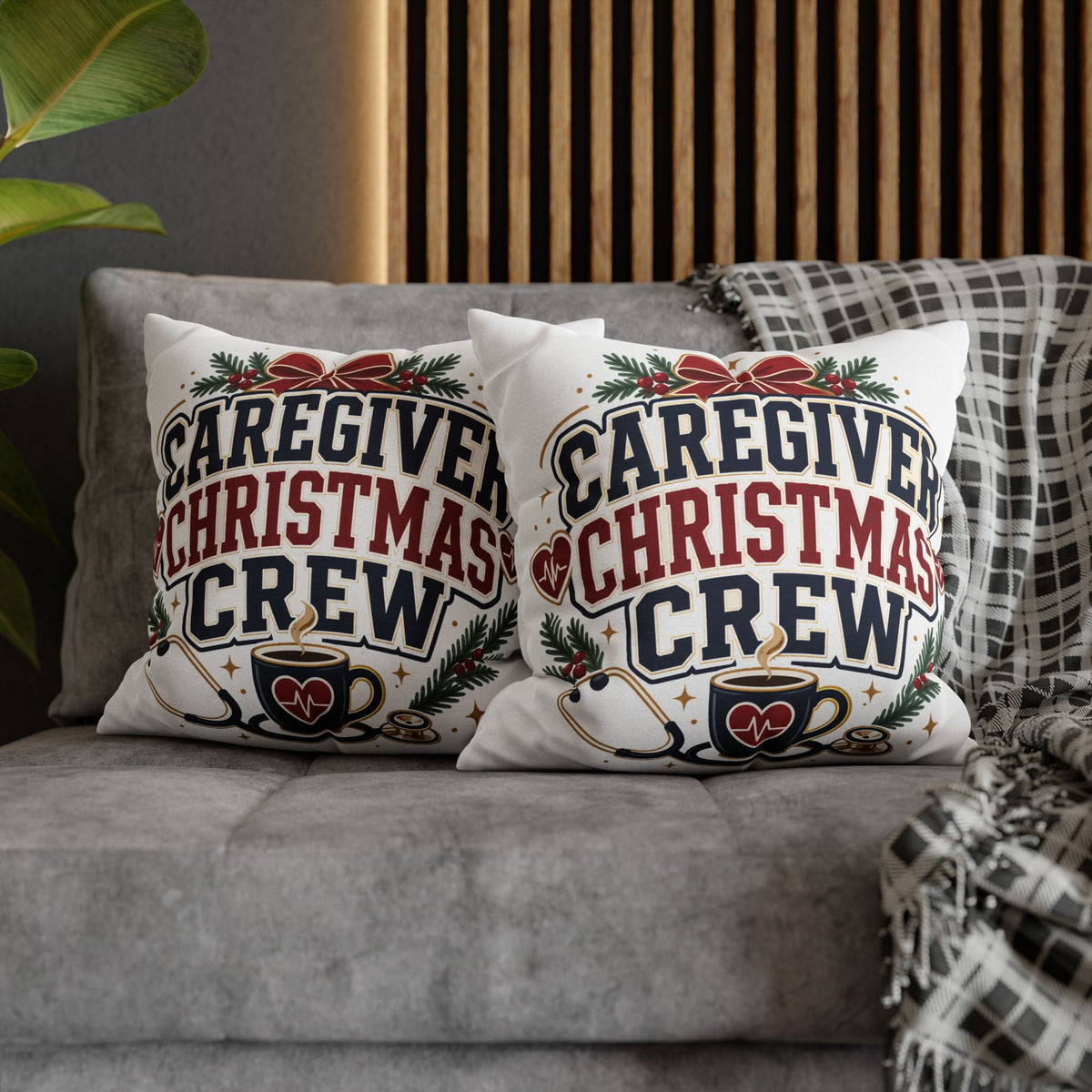 Caregiver Christmas Crew Pillowcase Modern Day Christmas – Festive Nurse & Healthcare Gift